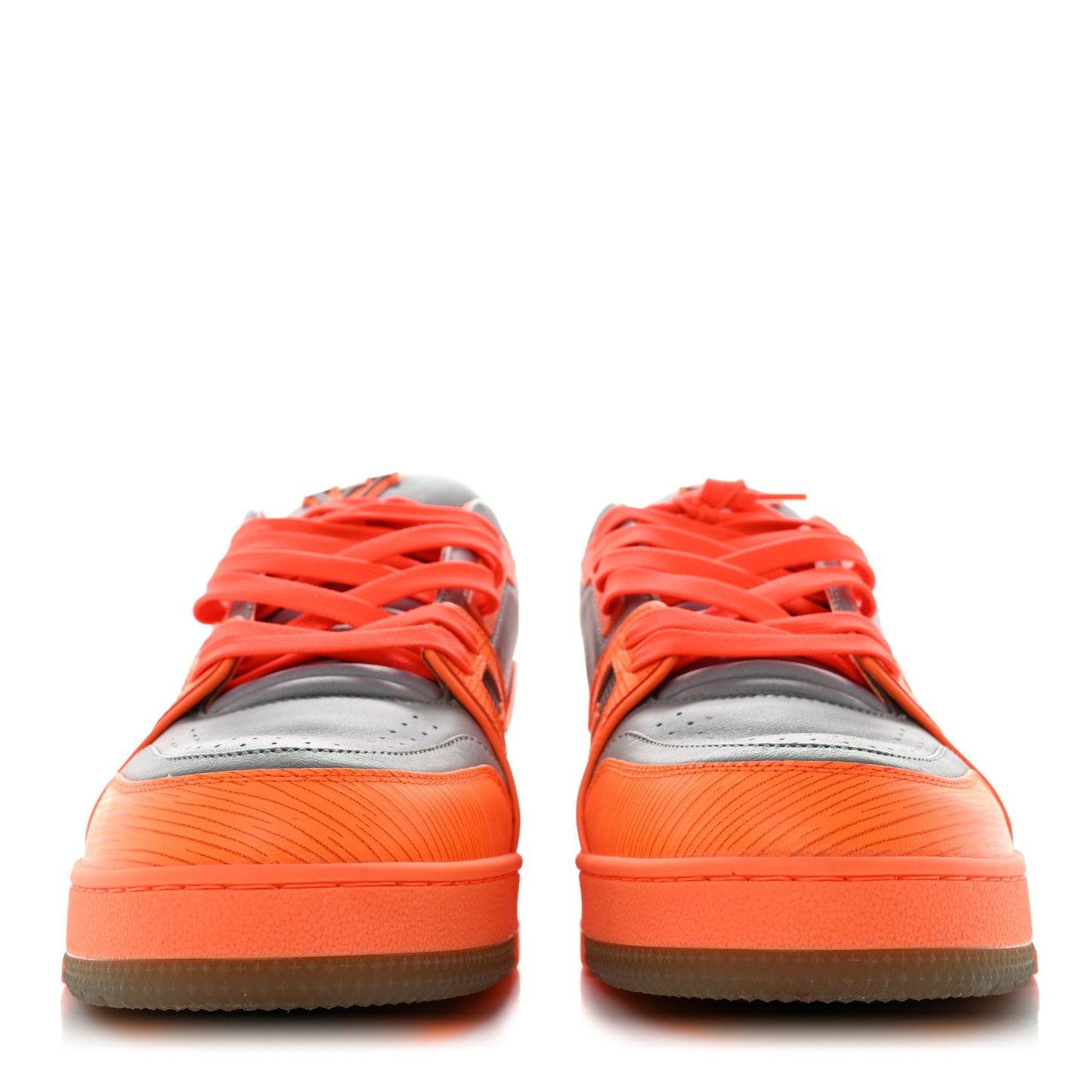 Calfskin Monogram Mens LV Trainer Sneakers 8 Orange