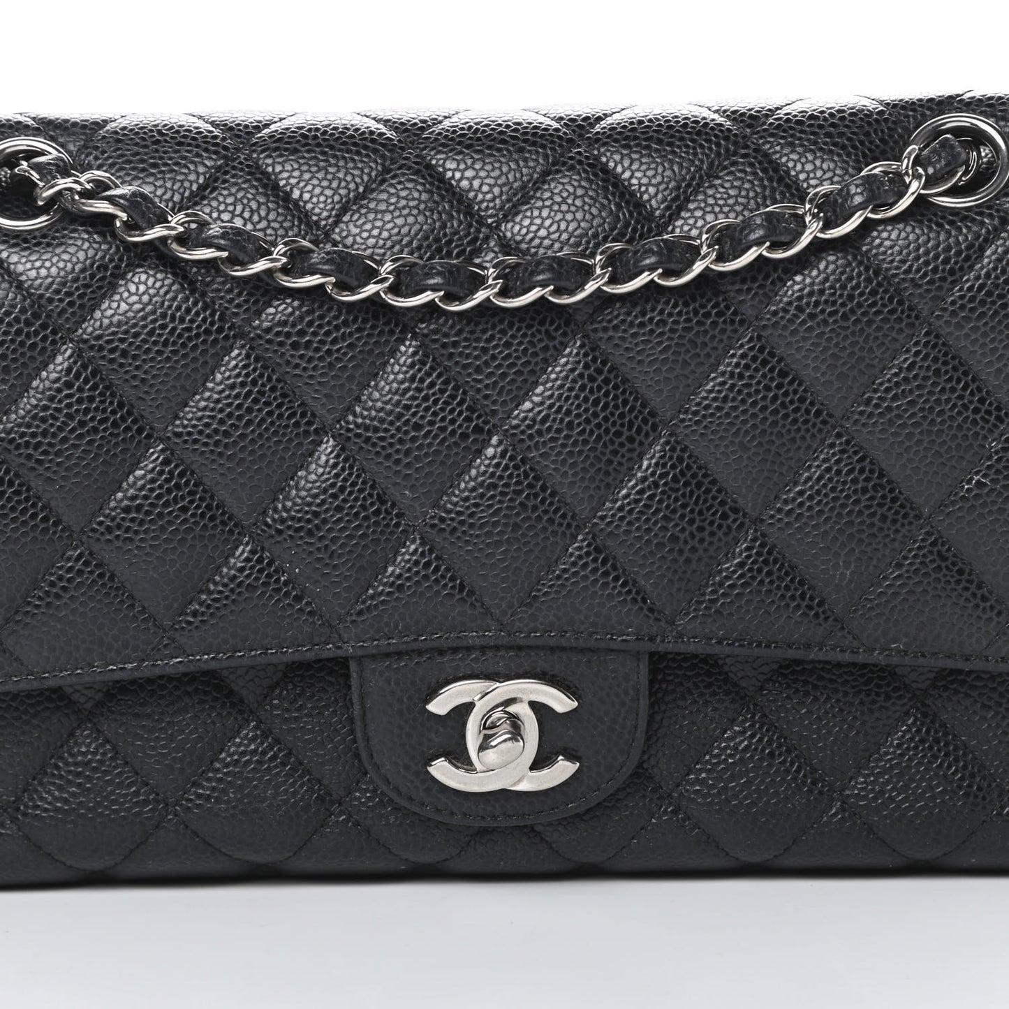Caviar Quilted Medium Double Flap Black