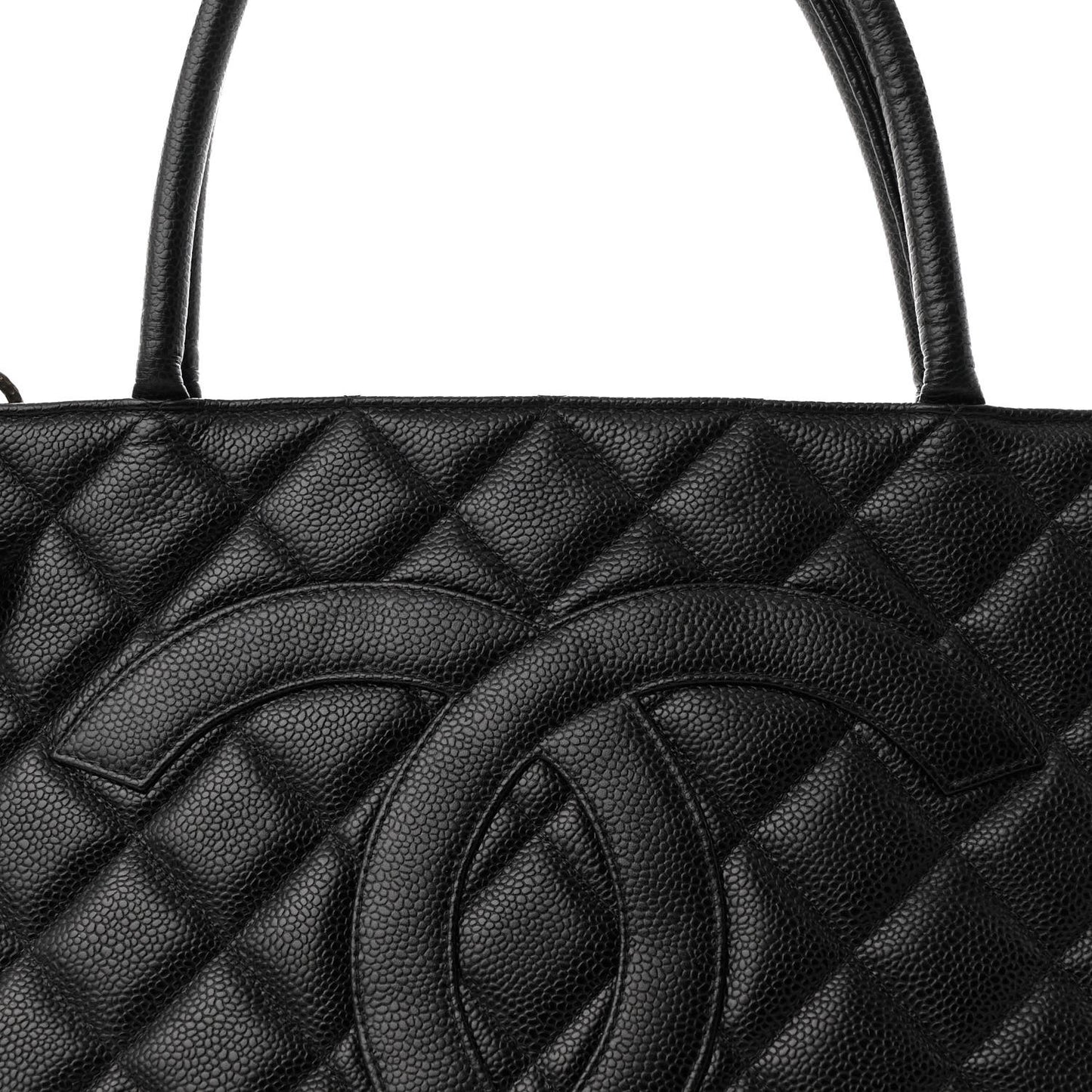 Caviar Quilted Medallion Tote Black