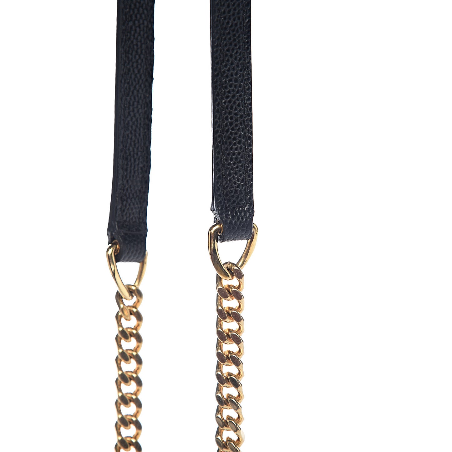 Grain De Poudre Matelasse Chevron Monogram Envelope Chain Wallet Black