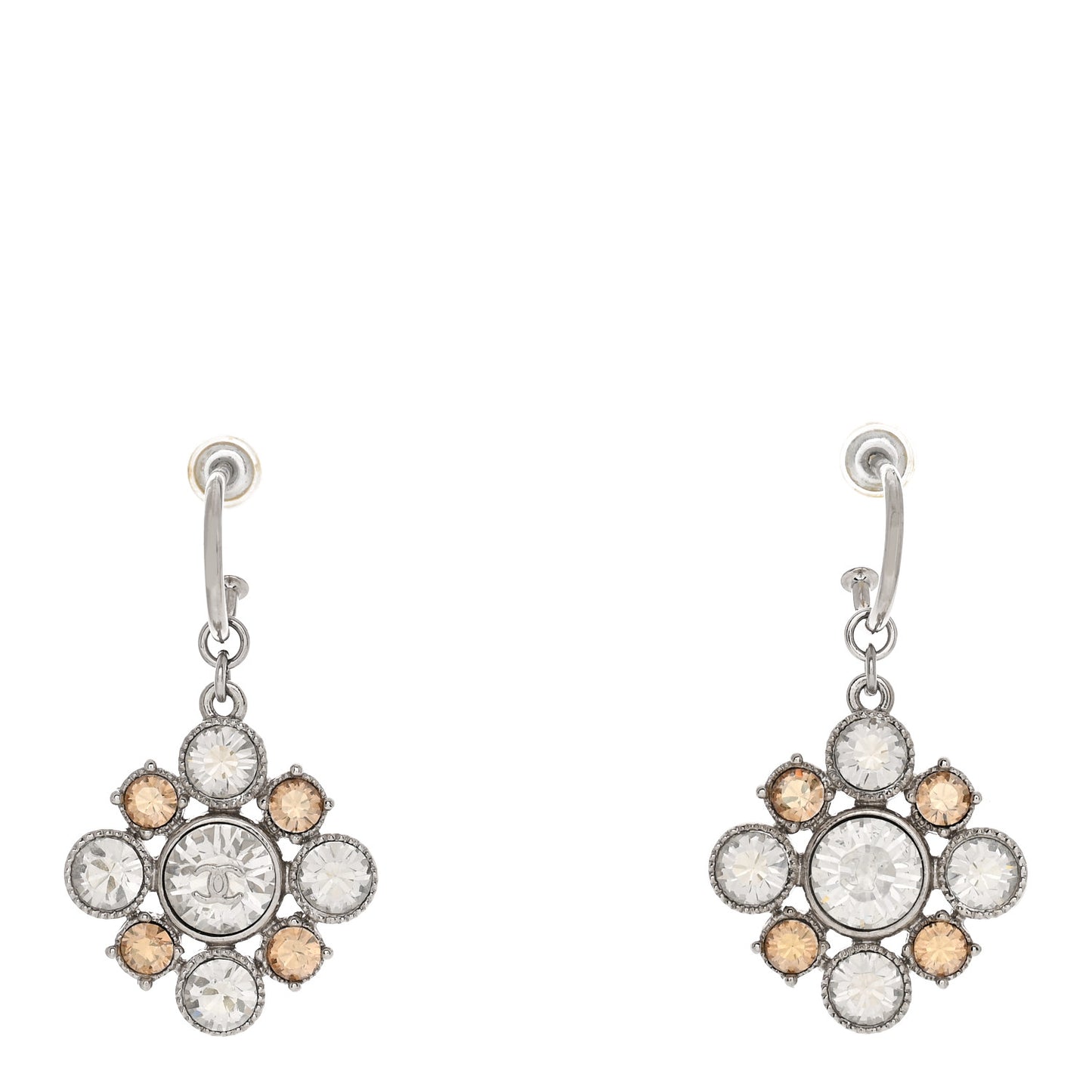 Crystal CC Dangle Earrings Silver