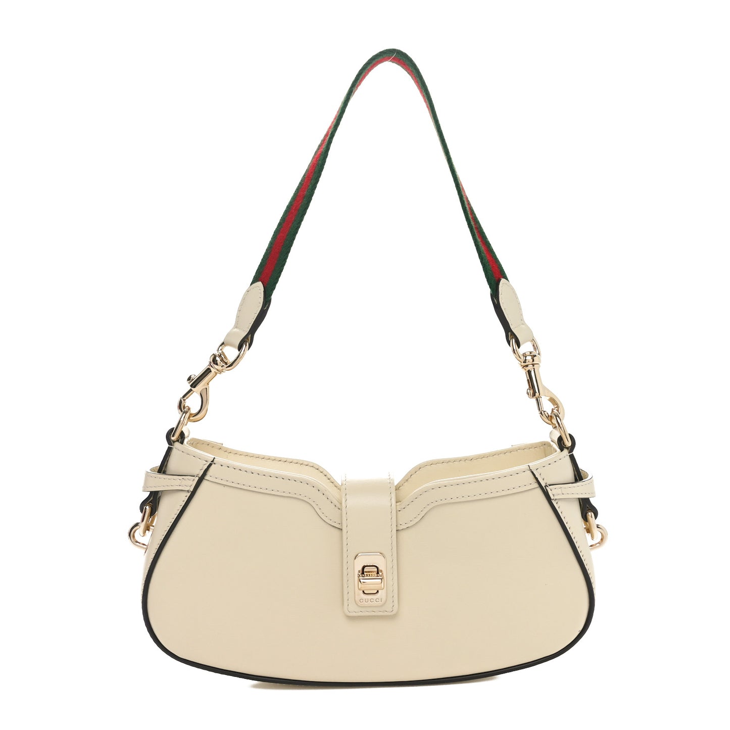 Calfskin Mini Moon Side Shoulder Bag Ivory