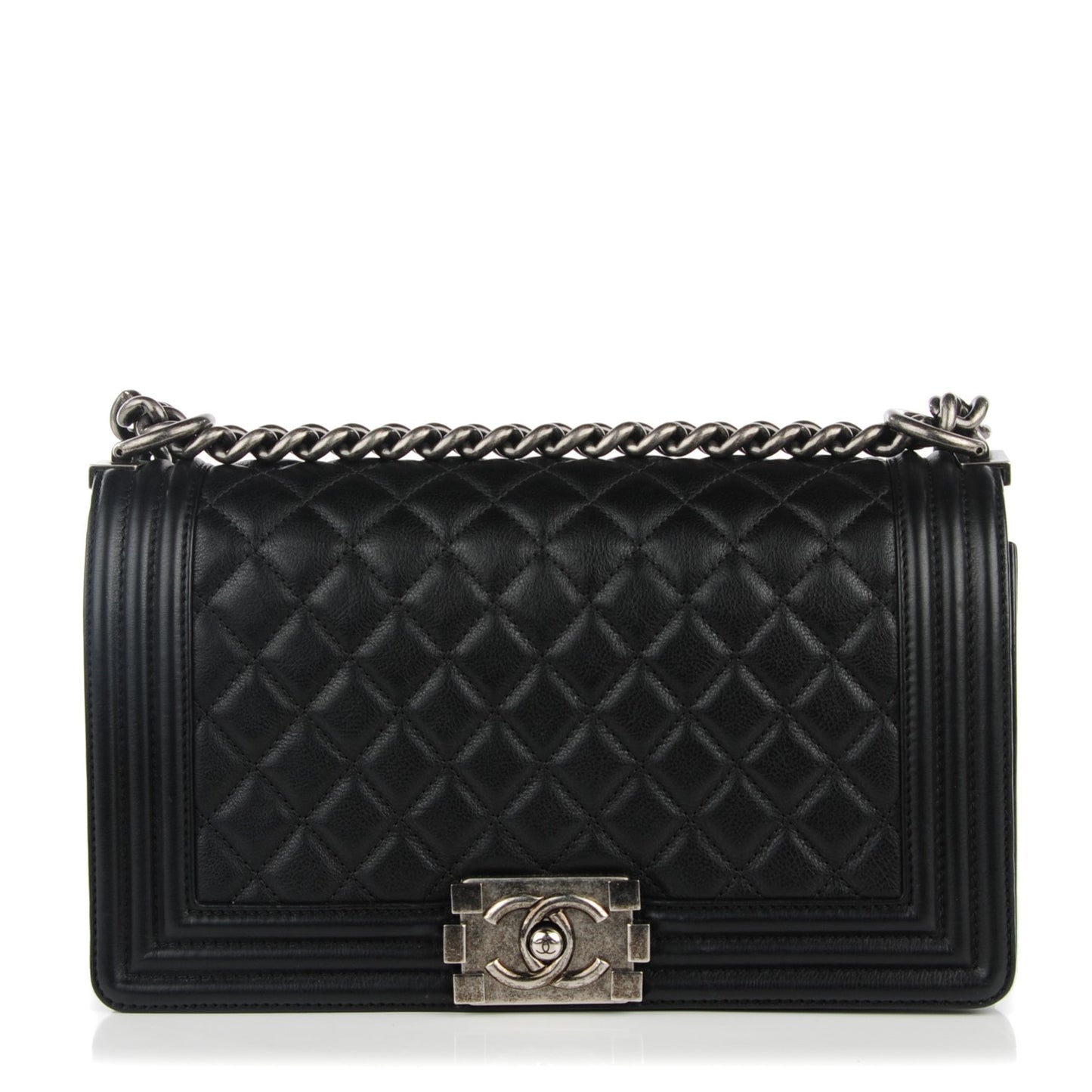 Calfskin Quilted Medium Boy Flap Black