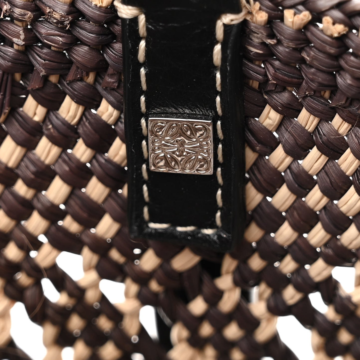 Calfskin Raffia Paula's Ibiza Small Basket Tote Natural Navy Blue