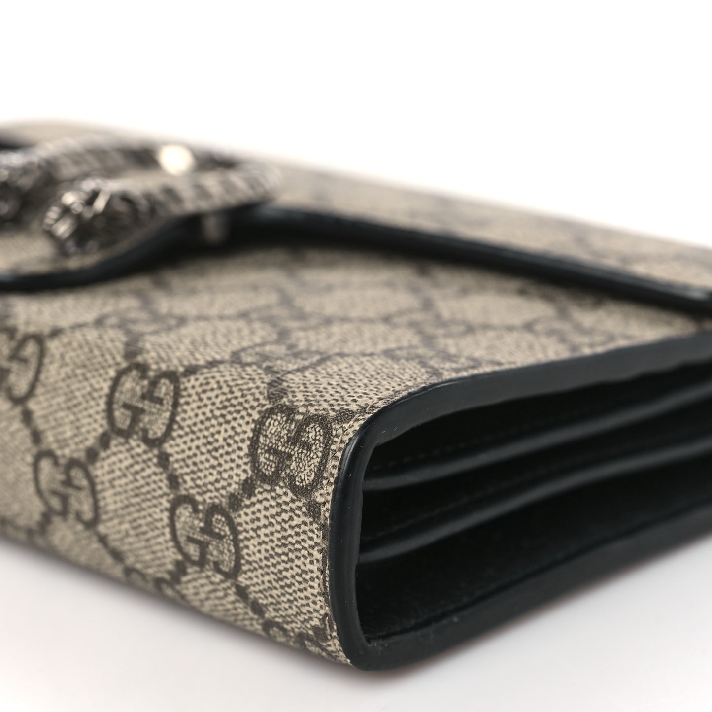GG Supreme Monogram Mini Dionysus Chain Wallet Beige Black