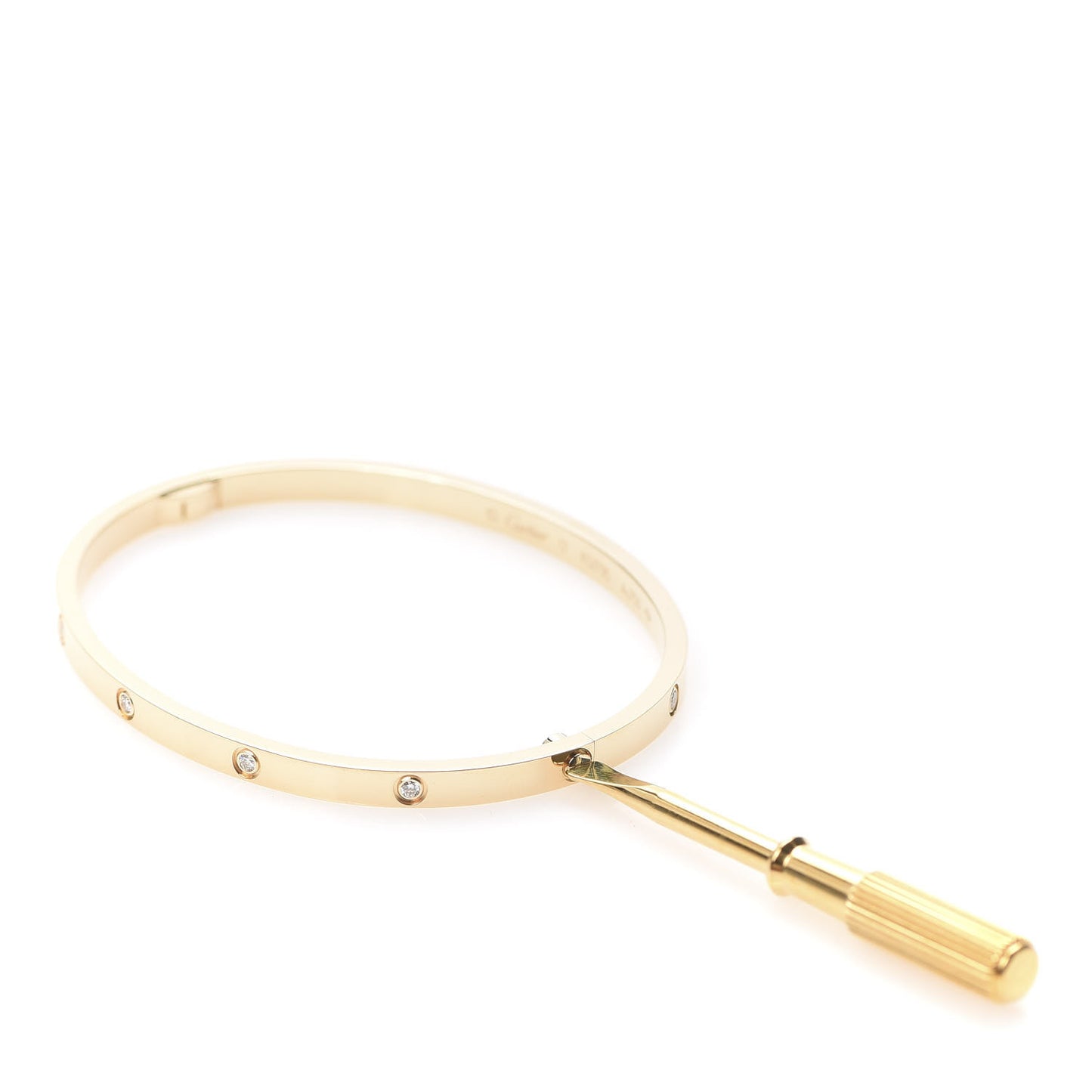 18K Yellow Gold 10 Diamond Small LOVE Bracelet 17