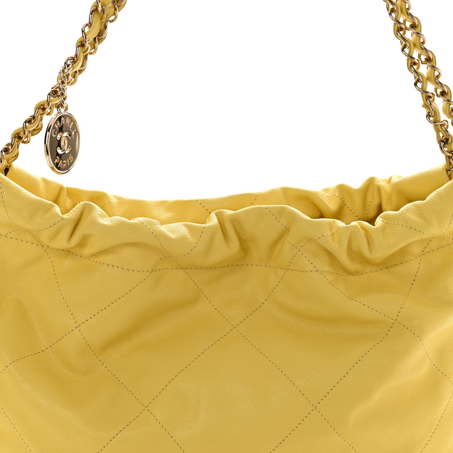 Chanel Shiny Caviar Quilted Small Chanel 22 Yellow 10 of 12
