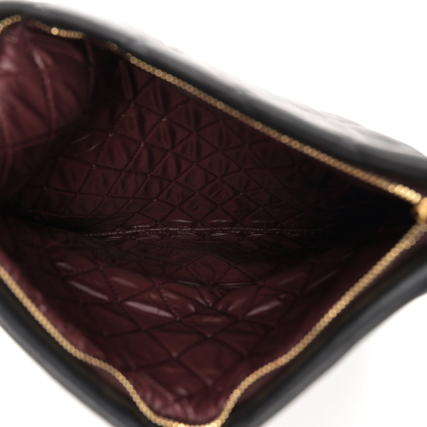 Lambskin Quilted CC Beauty Clutch Black