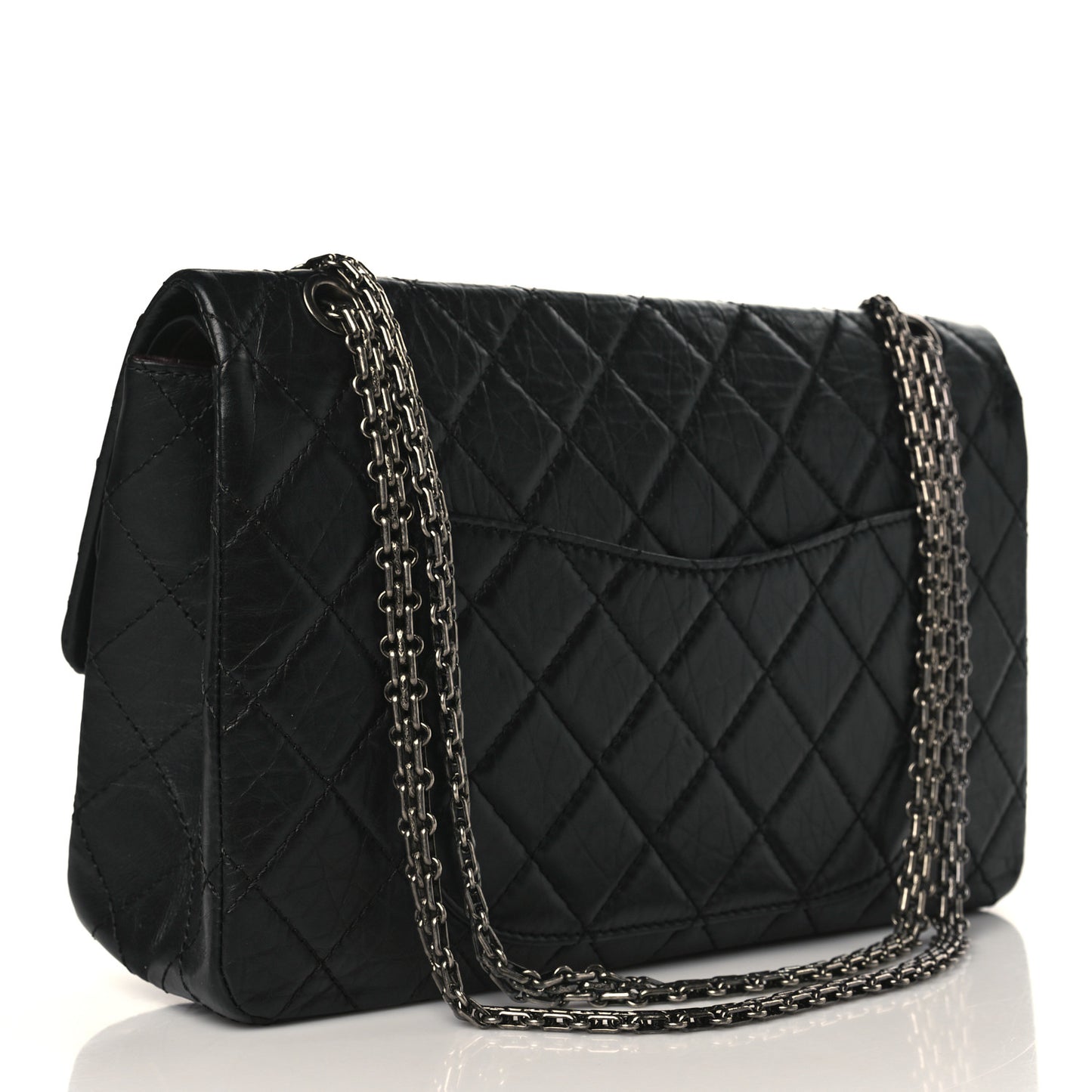 Aged Calfskin Quilted 2.55 Reissue 227 Flap Black
