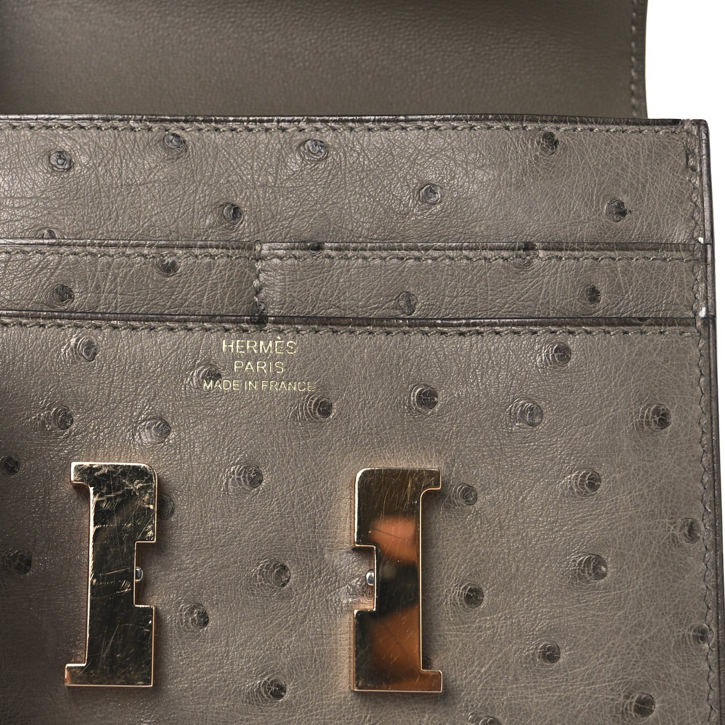 Ostrich Constance Short Wallet Gris Tourterelle