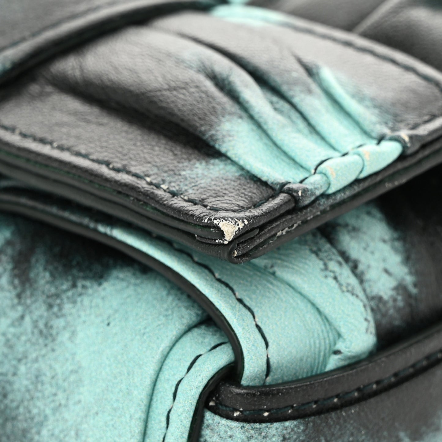 Foulard Tie Dye Maxi Intrecciato Padded Cassette Crossbody Bag Celadon Inkwell
