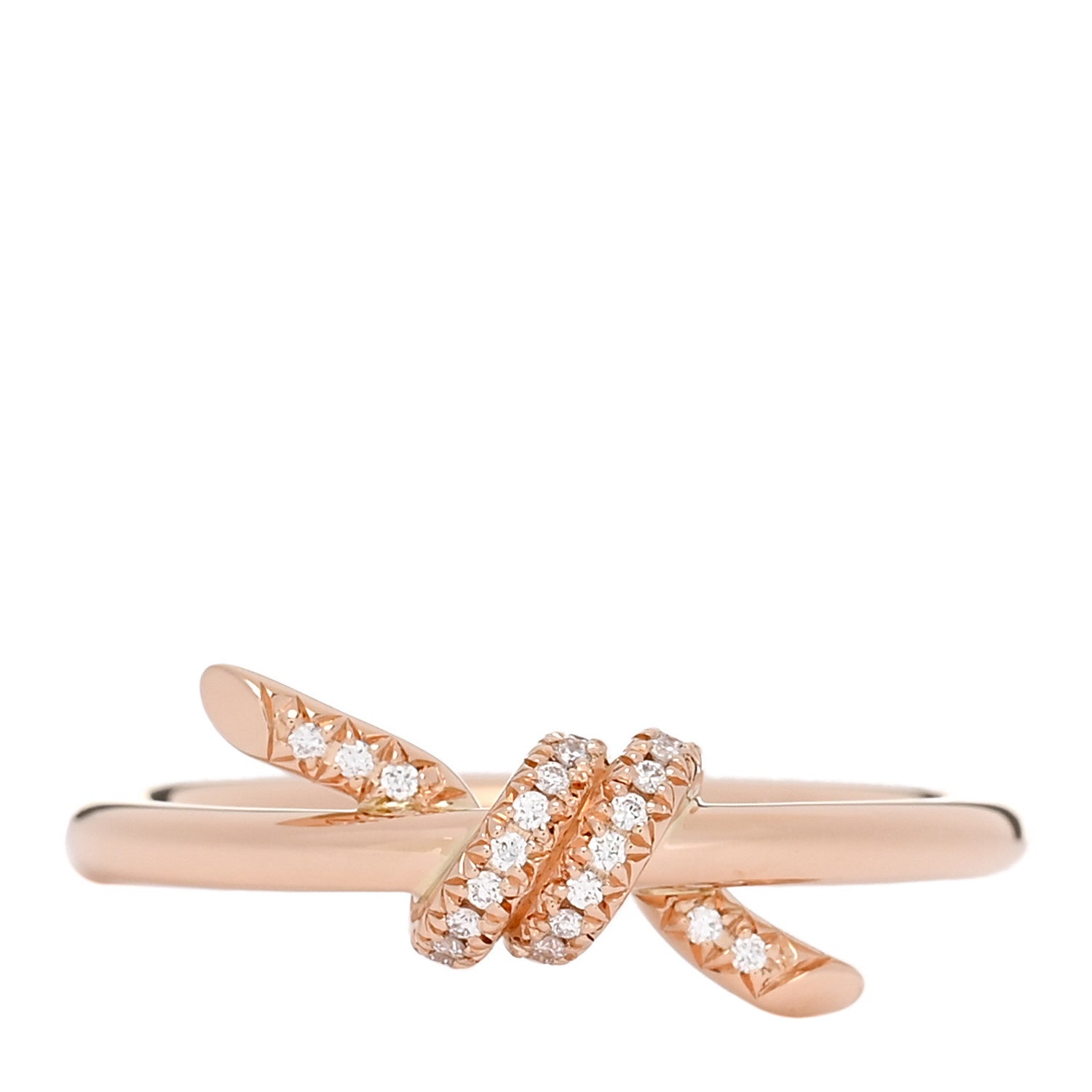 Tiffany 18K Rose Gold Diamond Small Knot Ring 52 6 1850372
