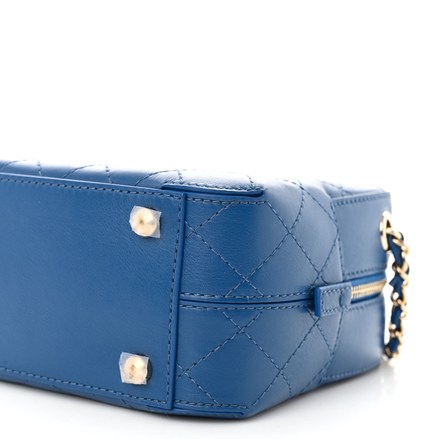 Calfskin Stitched Enamel CC Camera Case Bag Blue