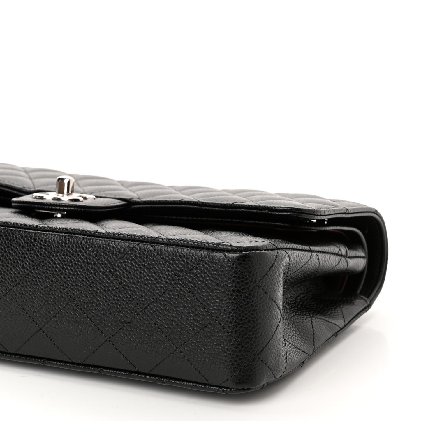 Caviar Quilted Medium Double Flap Black