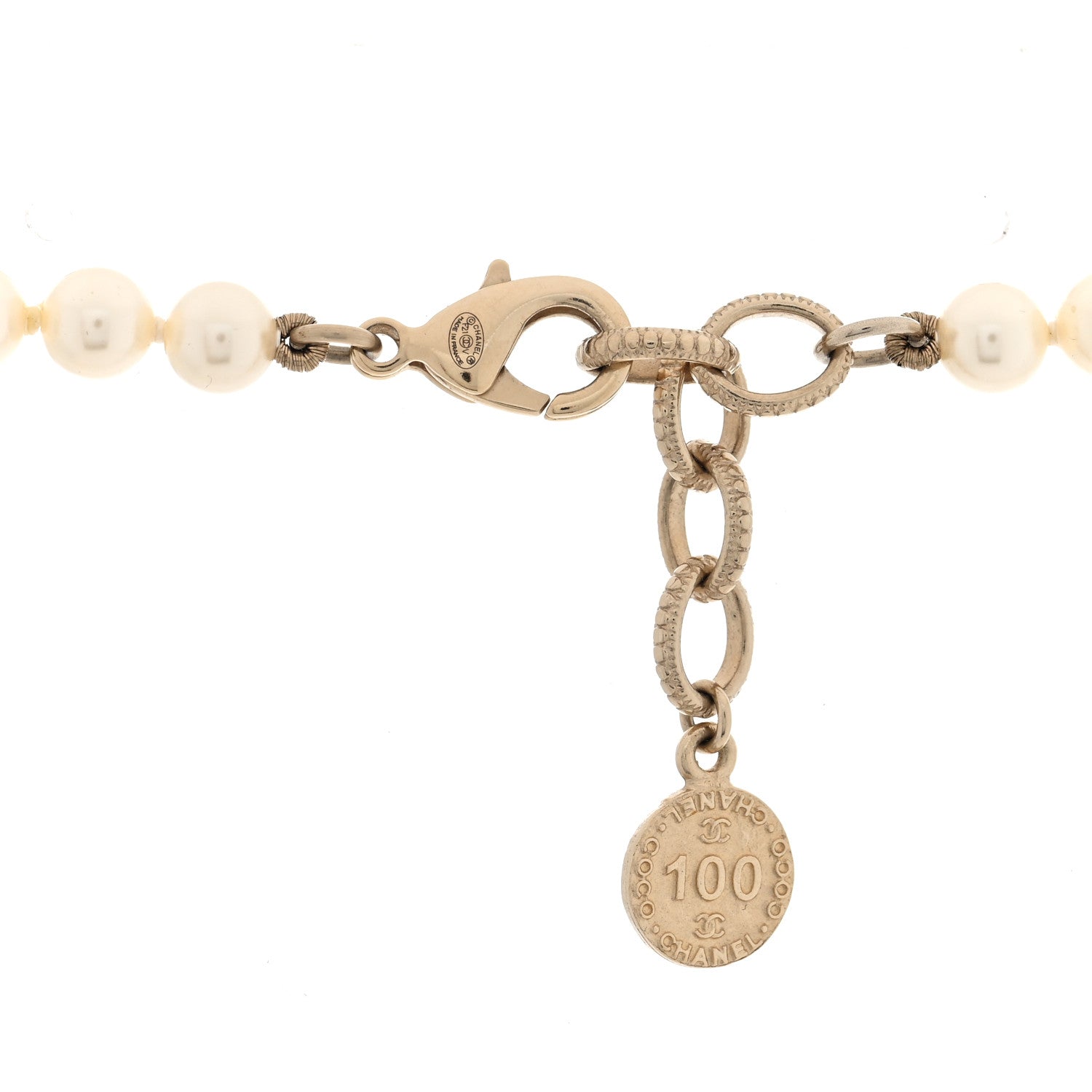 Chanel Pearl CC 100th Anniversary Necklace Light Gold 4 of 5