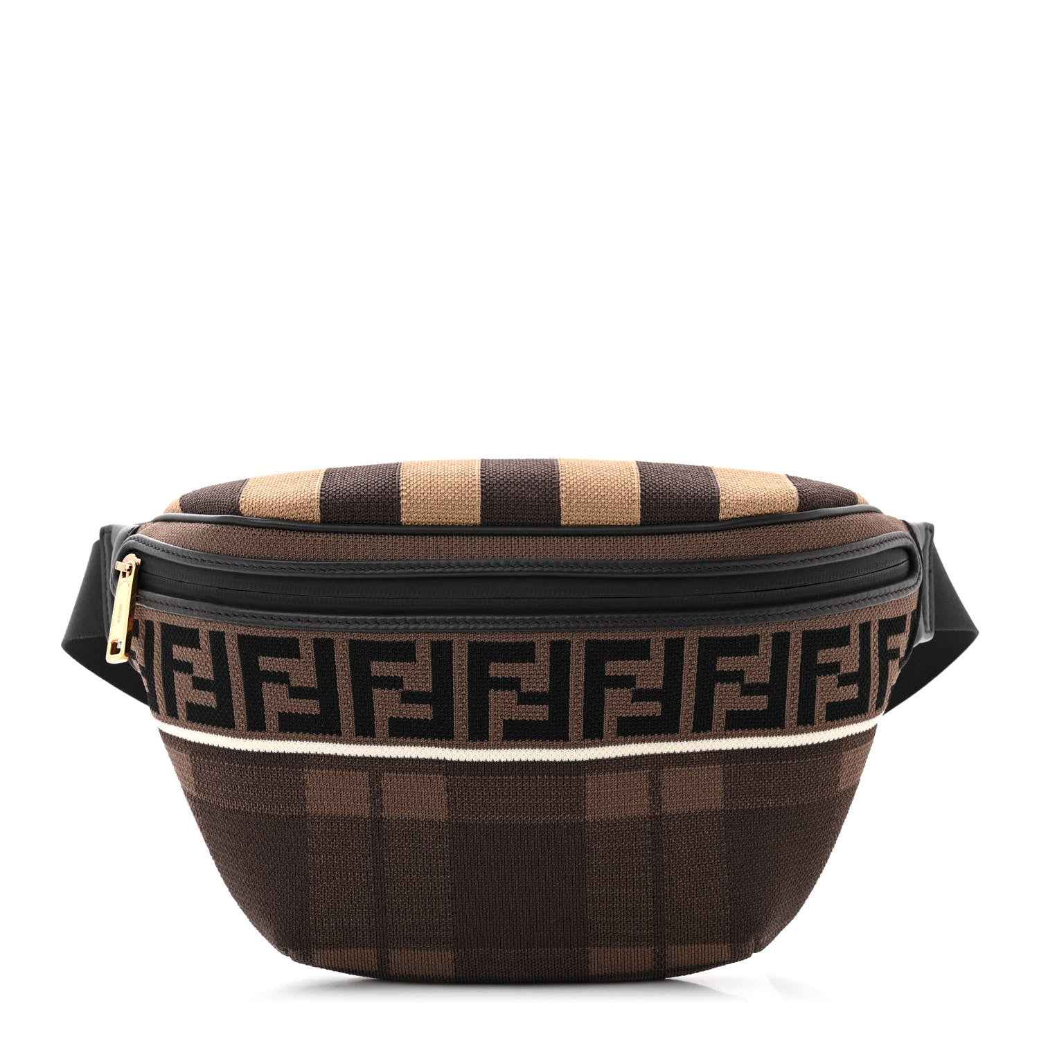 Fendi Vitello Century Maglia Pattern Mix Belt Bag Havana 1 of 10