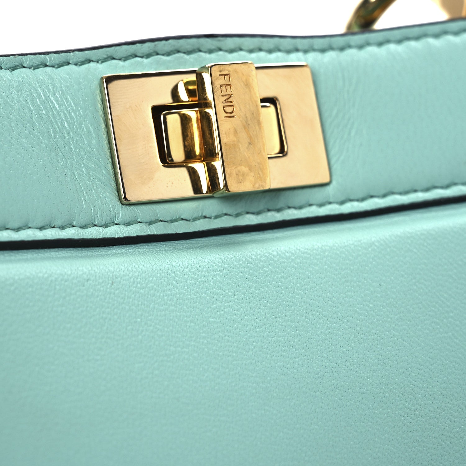Fendi Shiny Nappa Petite Peekaboo I SEE U Satchel Spring Turquoise 12 of 13