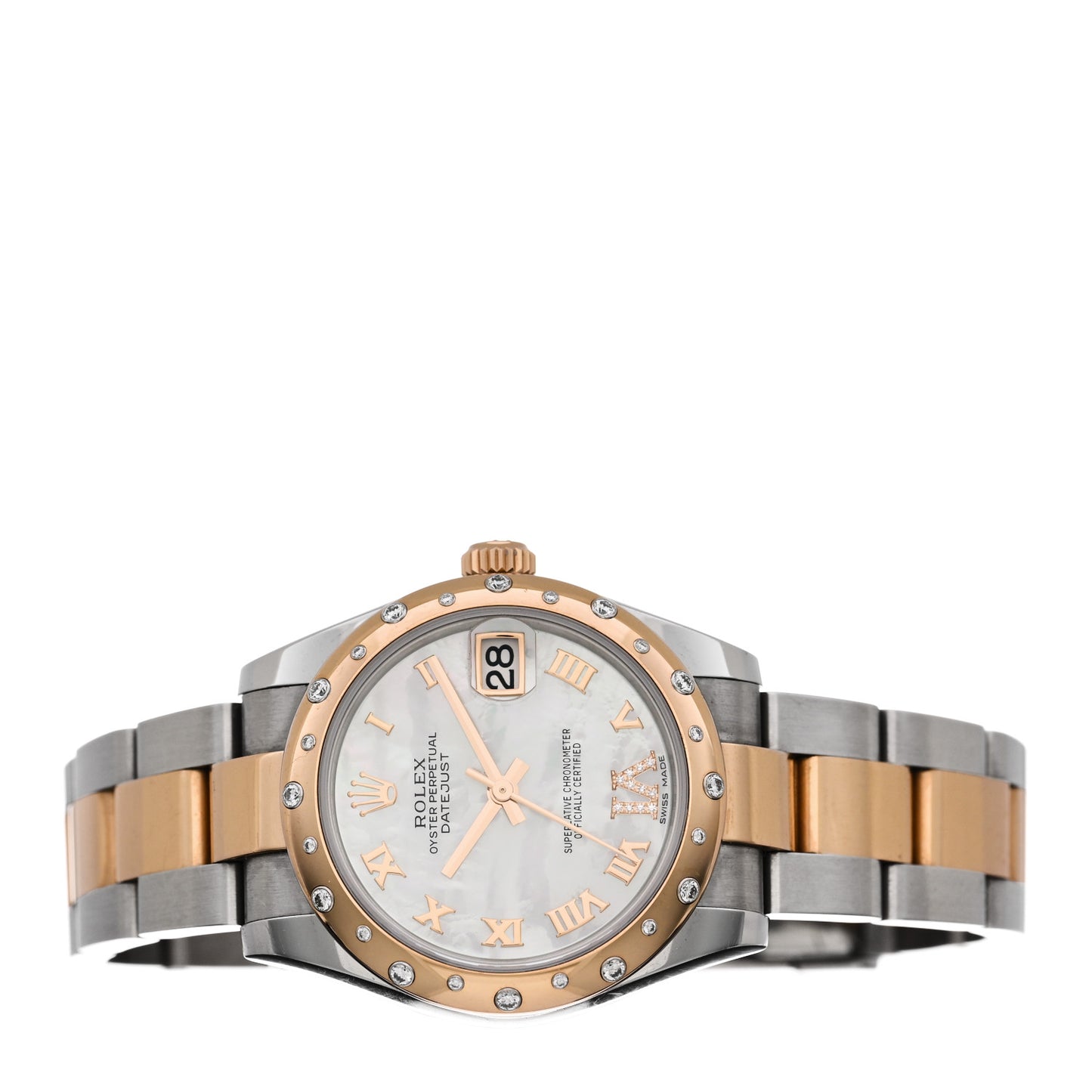 Stainless Steel 18K Everose Gold Diamond Mother of Pearl 31mm Oyster Perpetual Datejust Watch Roman 178341