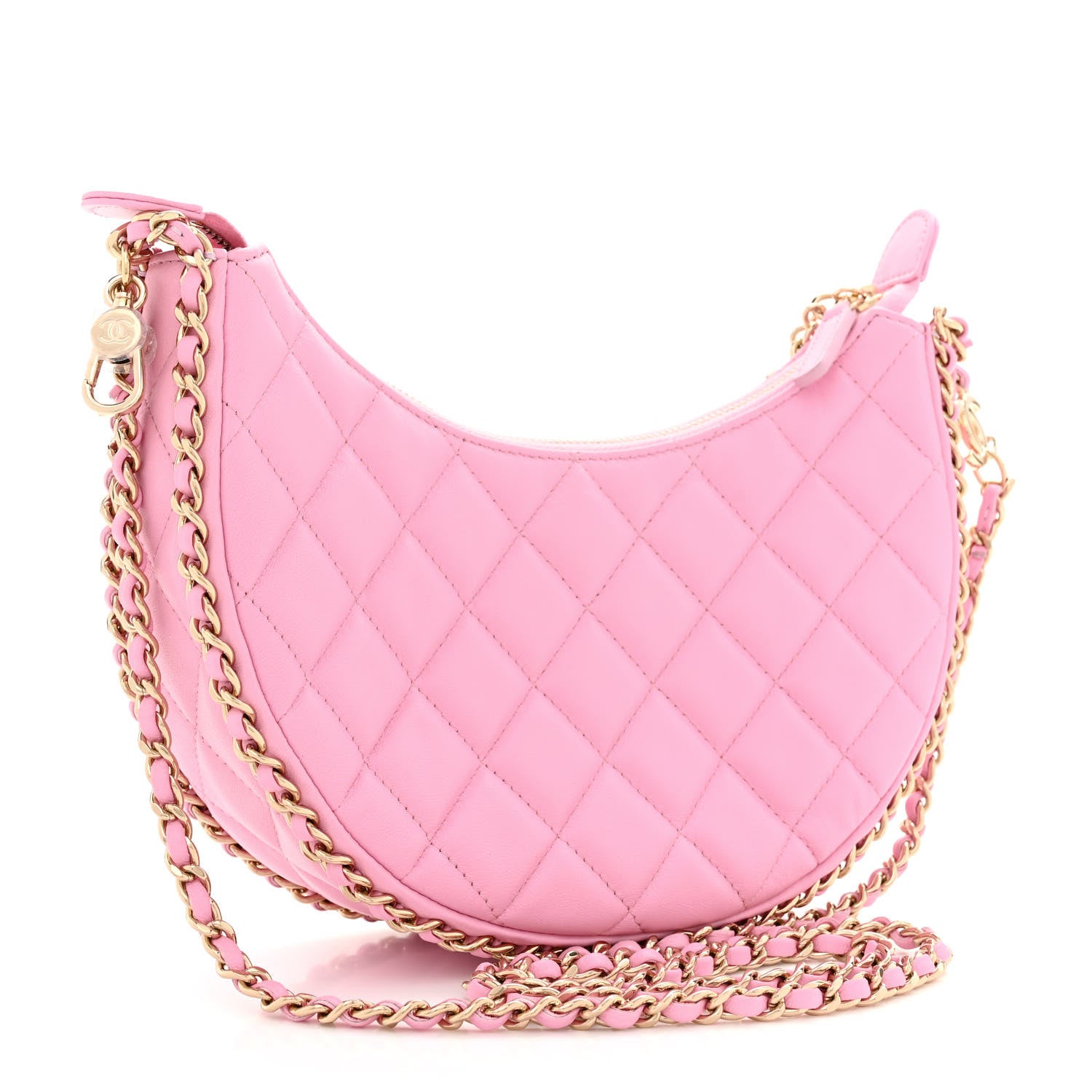 Chanel Lambskin Quilted Small Hobo Bag Pink 3 of 13