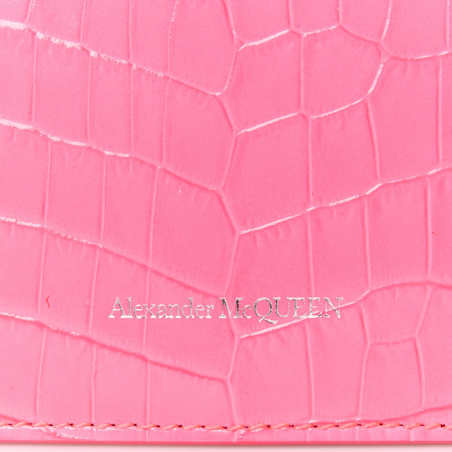Calfskin Crocodile Embossed Skull Mini Crossbody Bag Neon Pink