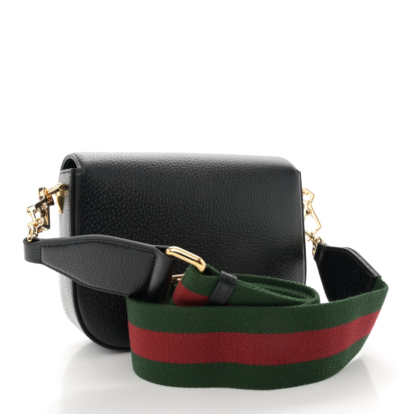 X ADIDAS Textured Dollar Calfskin Web Trefoil Mini Horsebit 1955 Shoulder Bag Black Off White