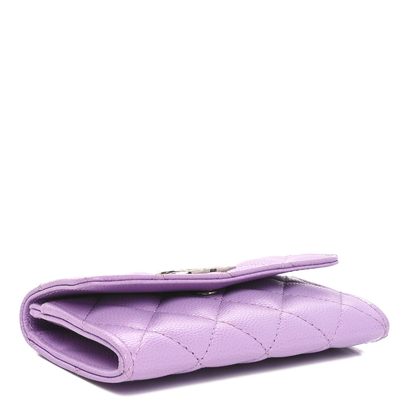 Caviar Quilted CC Logo Flap Card Holder Light Purple