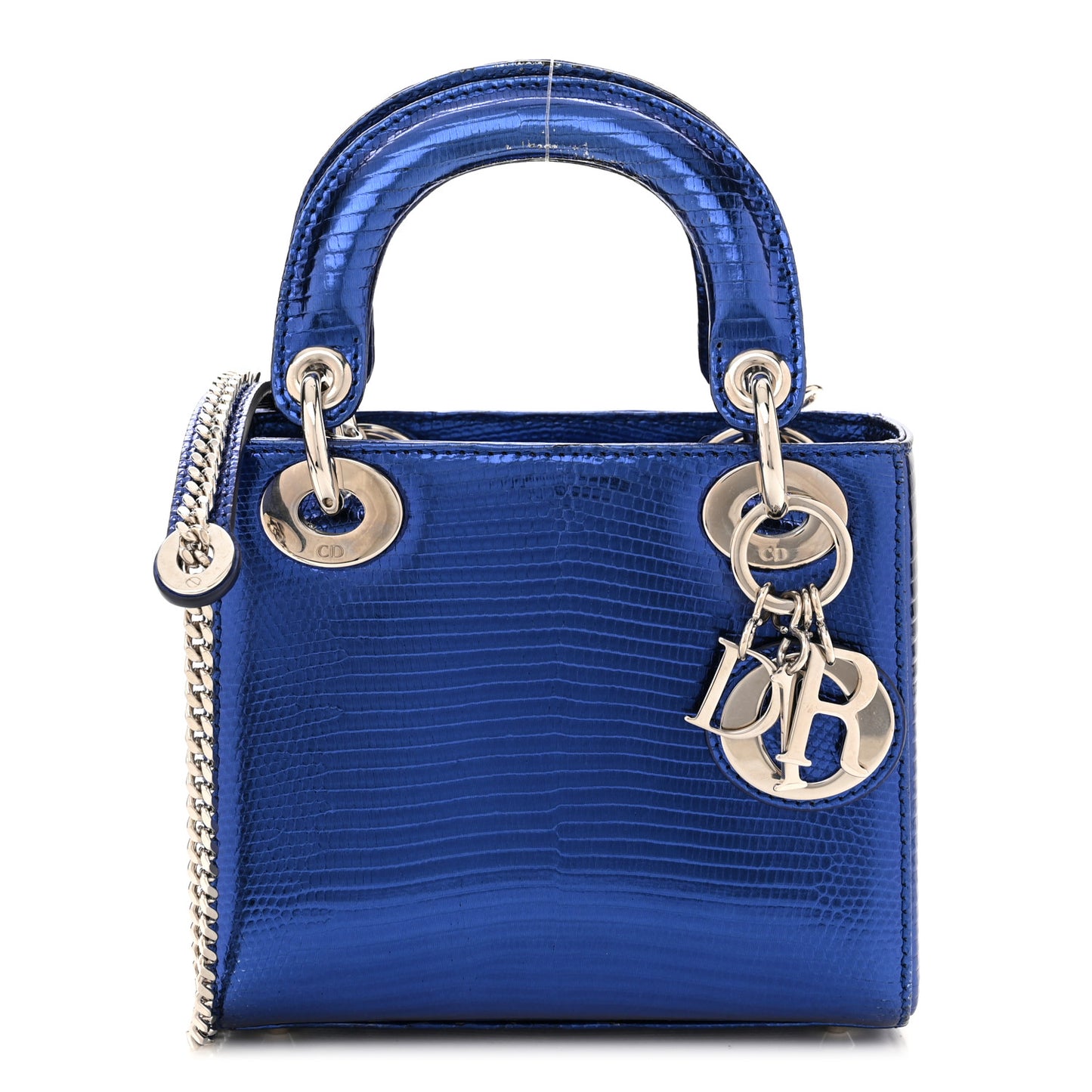 Metallic Lizard Mini Lady Dior Blue