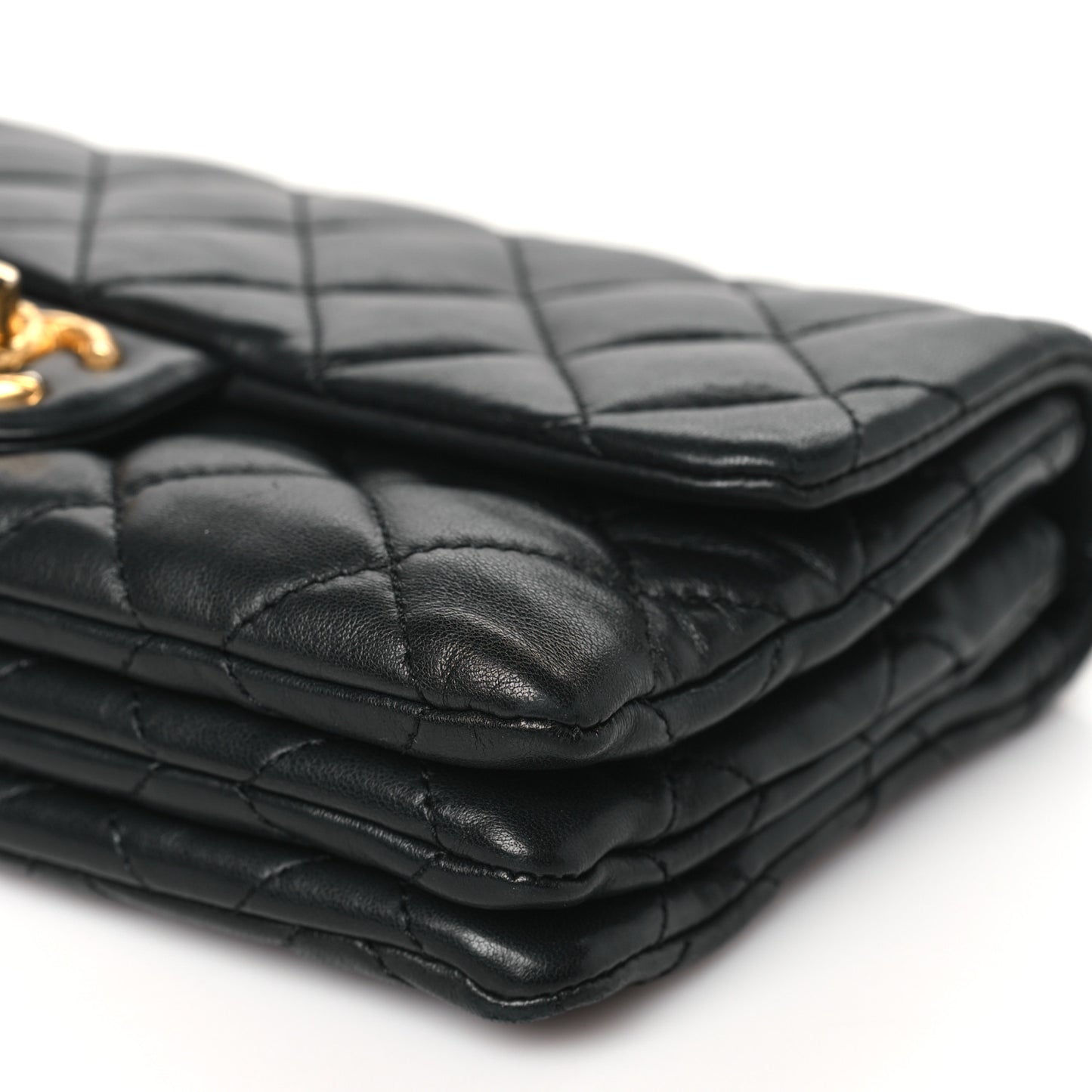 Lambskin Quilted Small Pillow Crush Flap Black