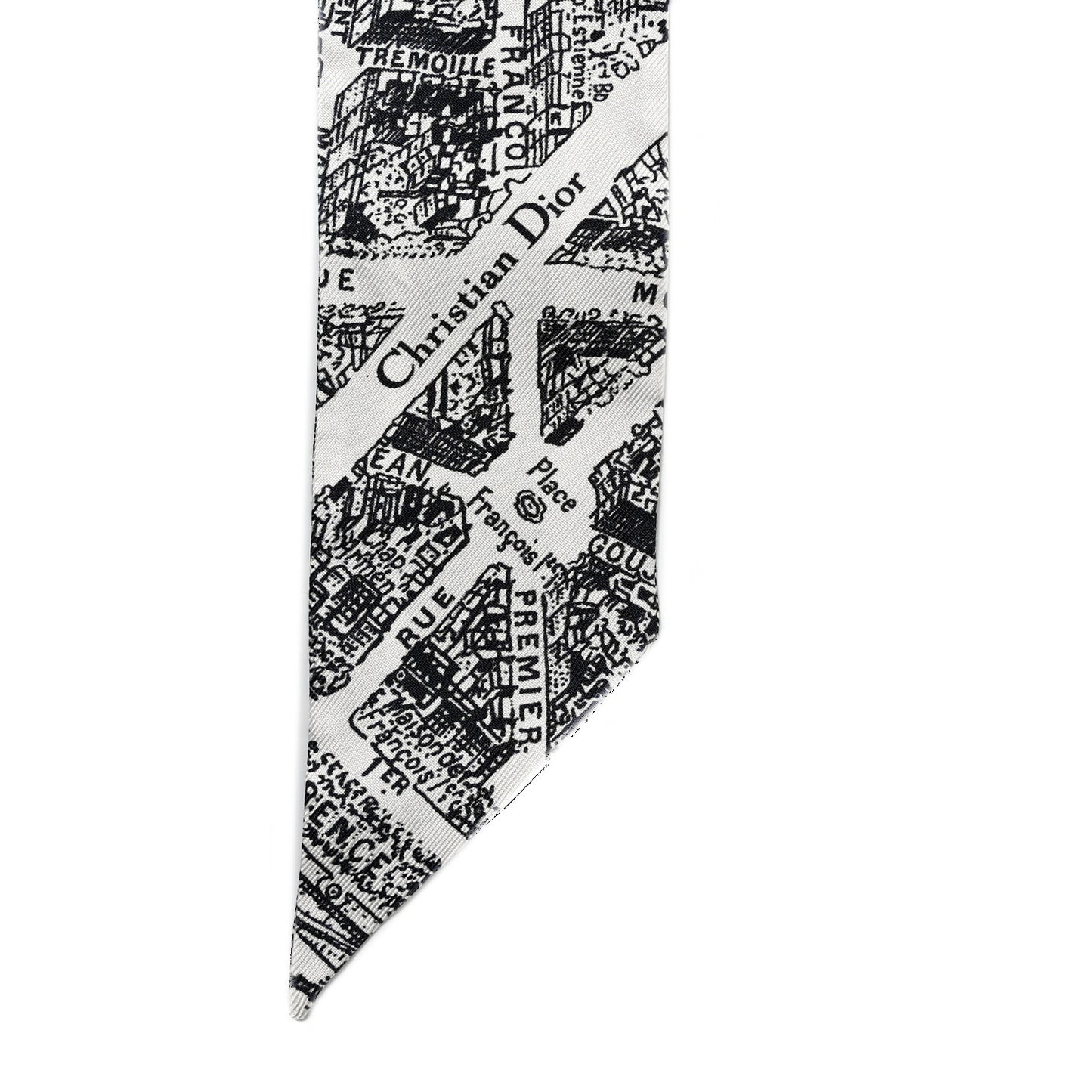 Silk Plan De Paris Mitzah Scarf White Black