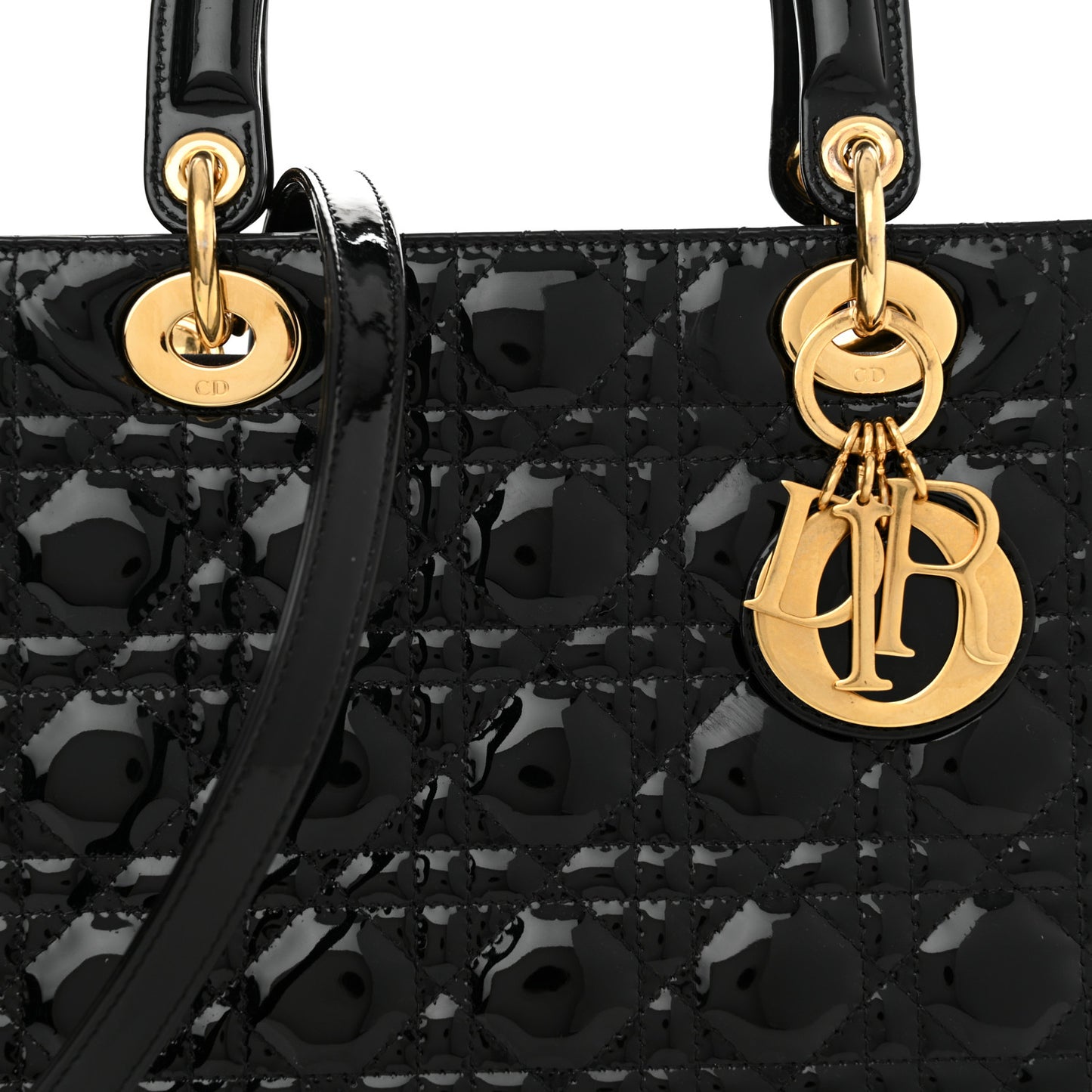 Patent Cannage Medium Lady Dior Black