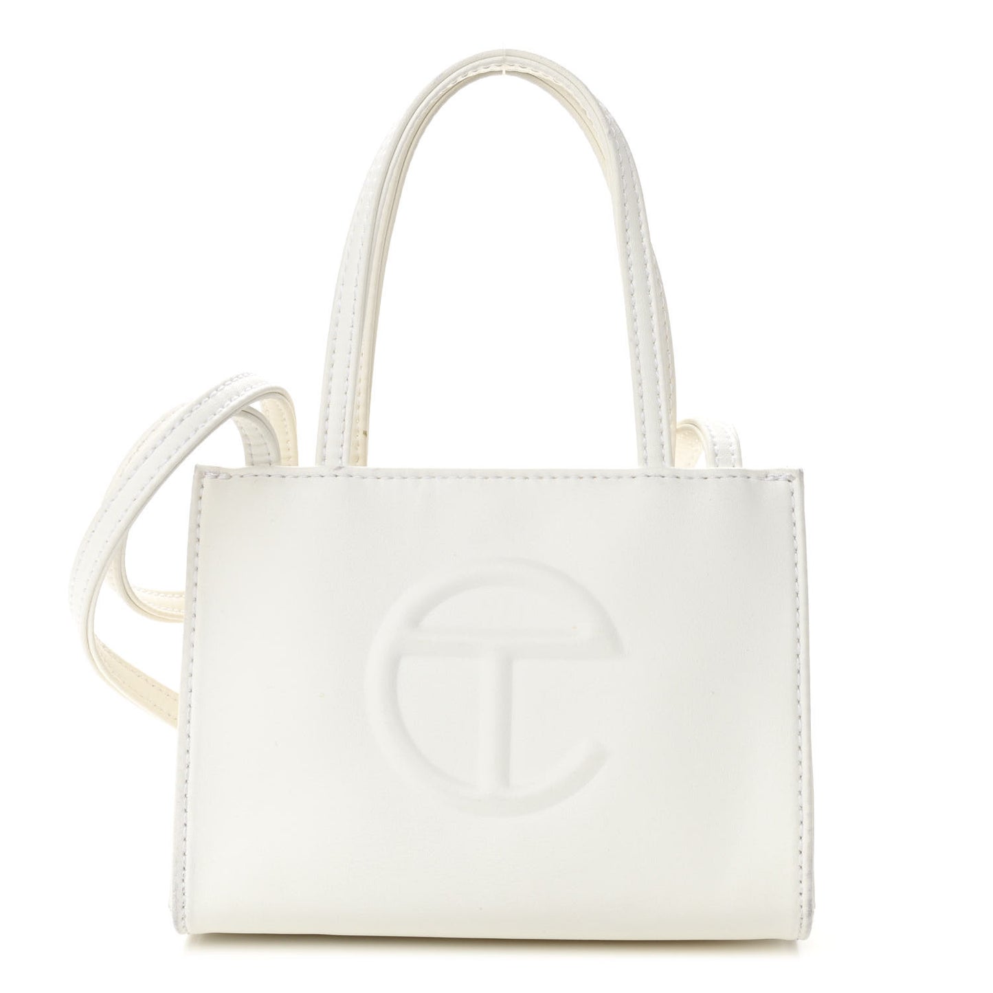 Vegan Leather Small Shopping Bag White