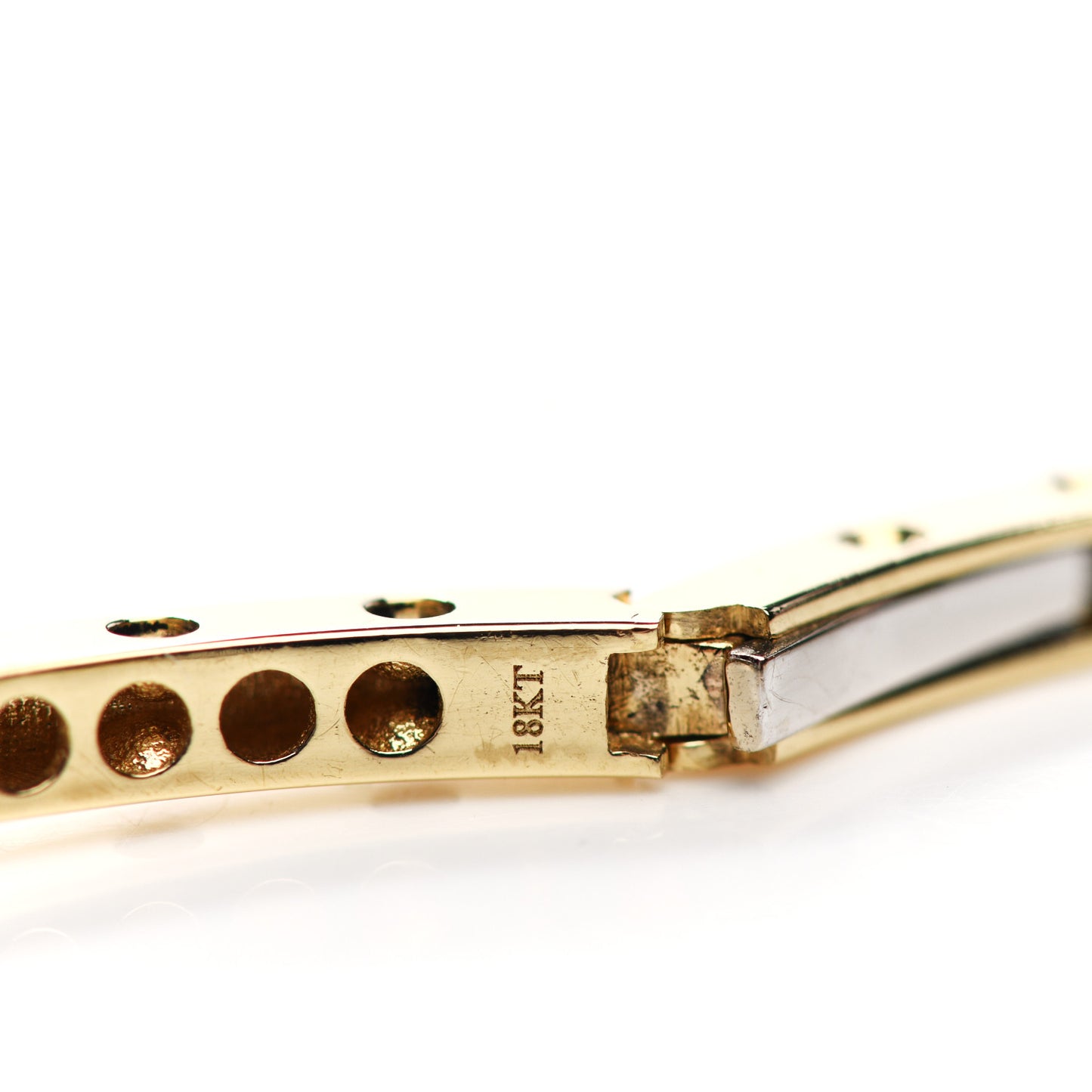 18K Yellow White Gold Diamond Pois Moi Chiodo Cuff Bracelet