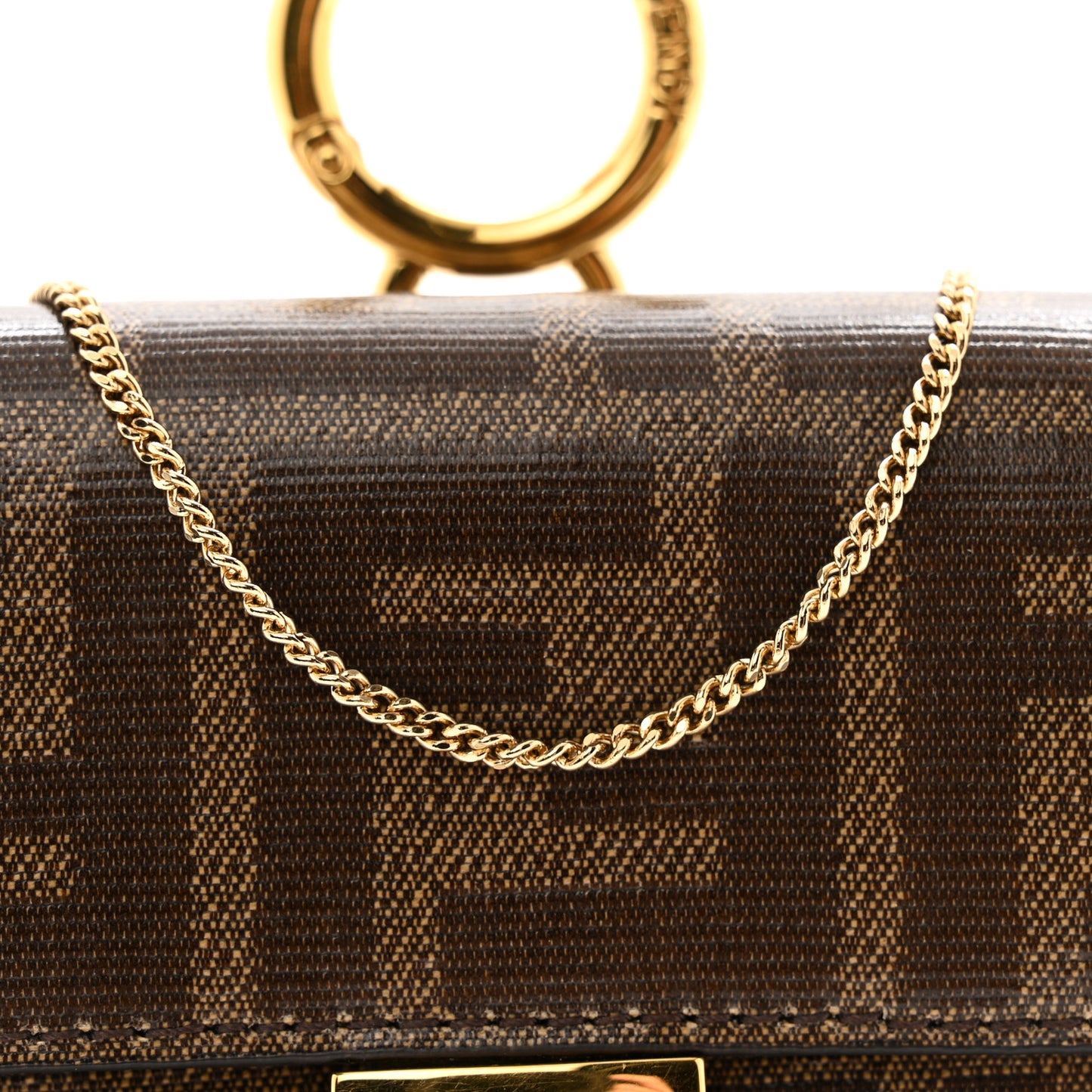 Glazed Fabric FF 1974 Nano Baguette Charm Mogano Panna
