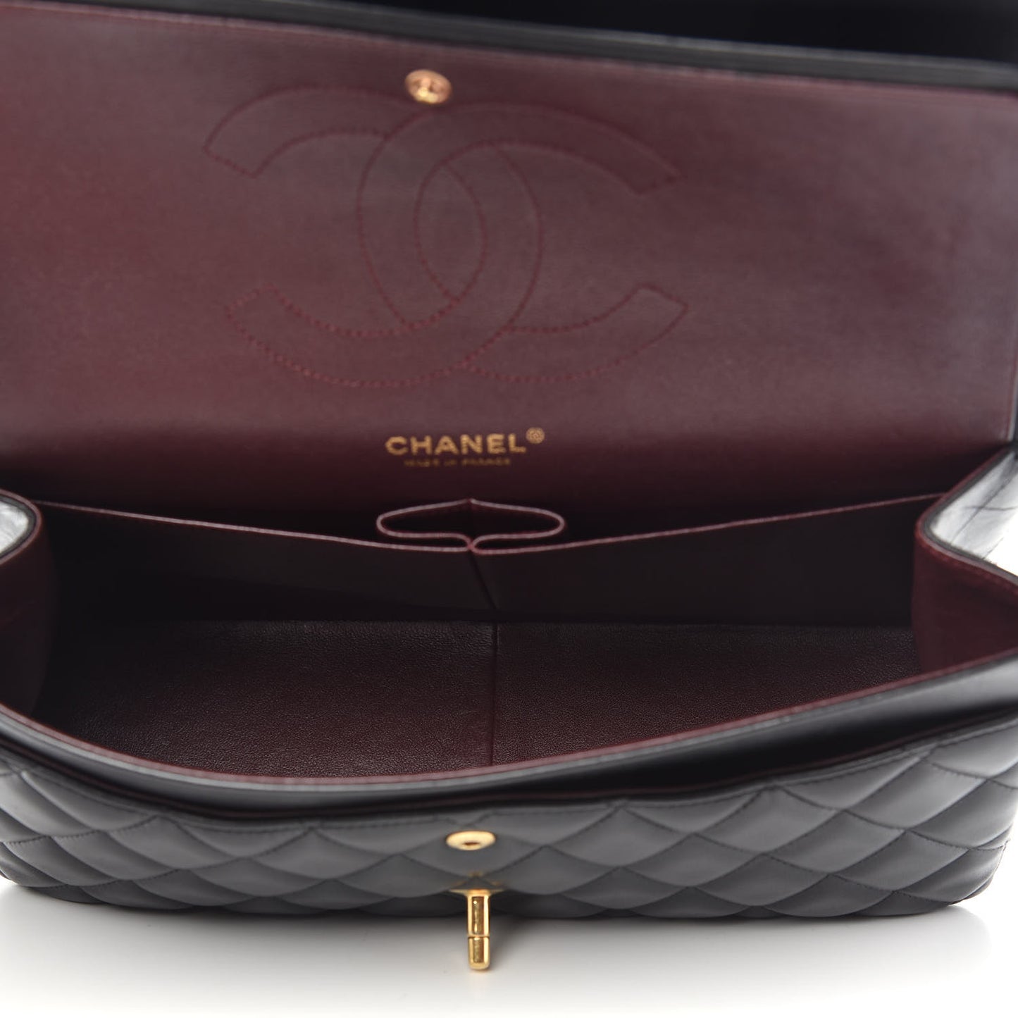 Lambskin Quilted Jumbo Double Flap Black