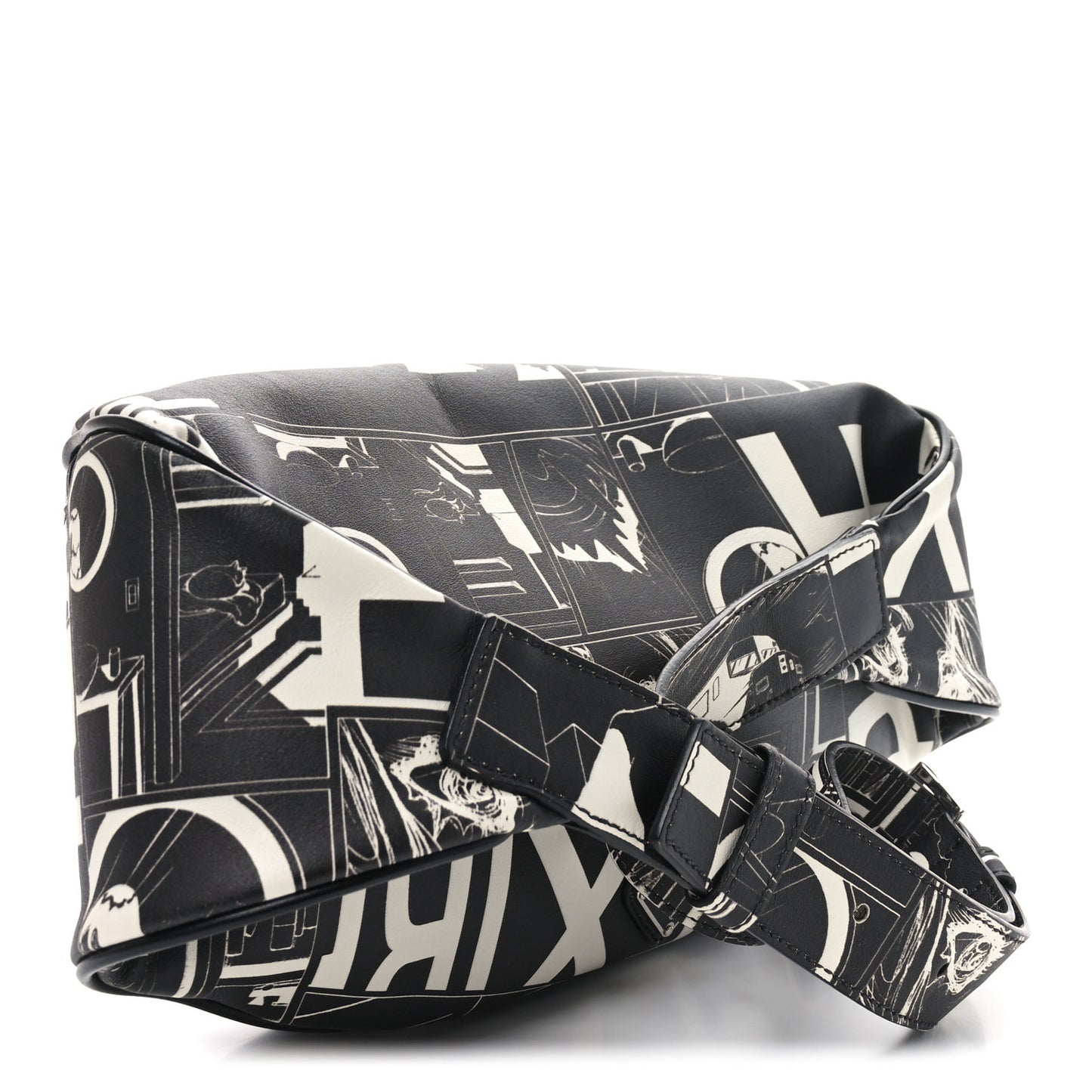 X JAMES JEAN Calfskin Comic Print Belt Bag Black