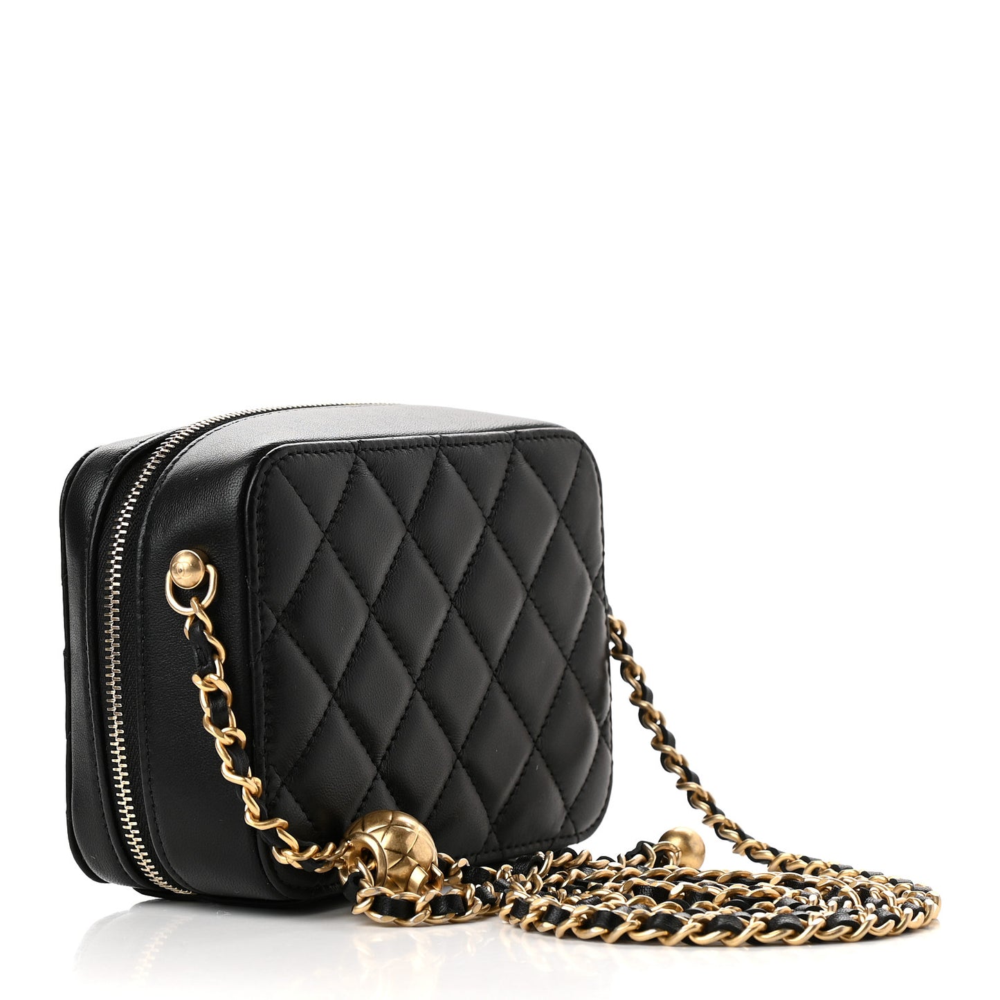 Lambskin Quilted CC Pearl Crush Camera Case Black