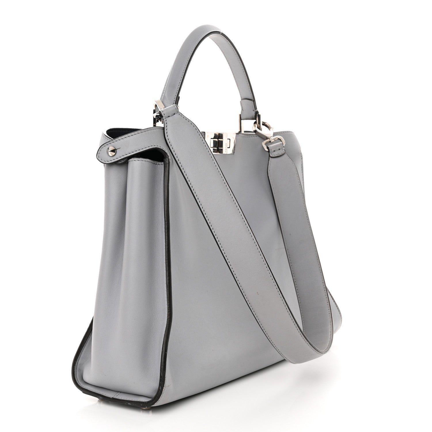 Fendi Vitello Tahiti Burro Large Peekaboo Iconic Essentially Satchel Ardesia Dark Blue 3 of 15