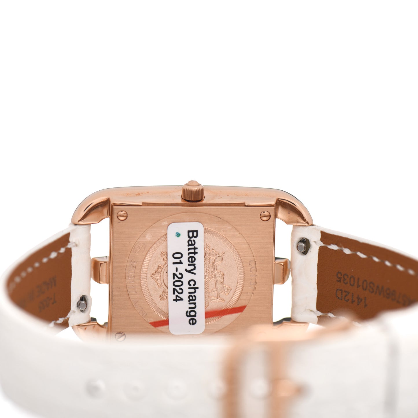 18K Rose Gold Alligator Diamond Bezel 23mm Cape Cod Chaine d'Ancre Joaillier Quartz Watch Blanc