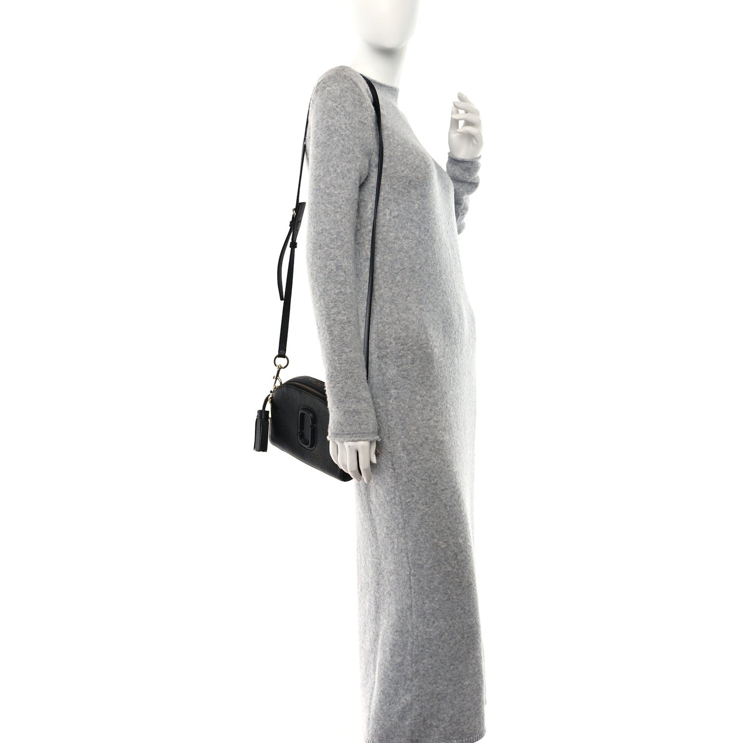 Calfskin Shutter Camera Crossbody Bag Black