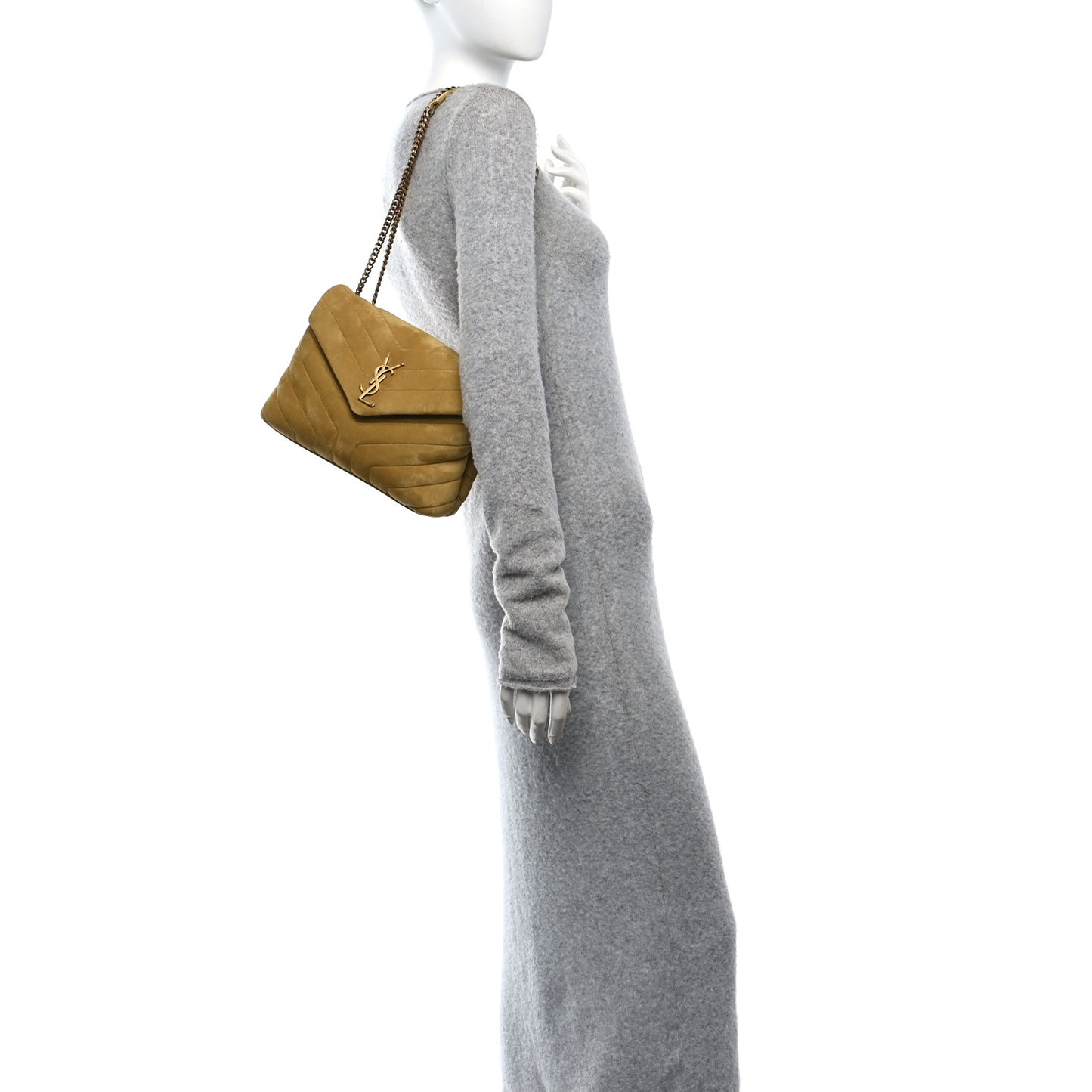 Suede Y Quilted Monogram Small Loulou Shoulder Bag Chartreuse