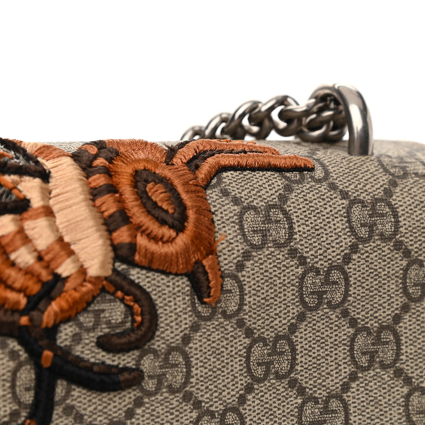 GG Supreme Monogram Bee Embroidered Medium Dionysus Shoulder Bag Taupe