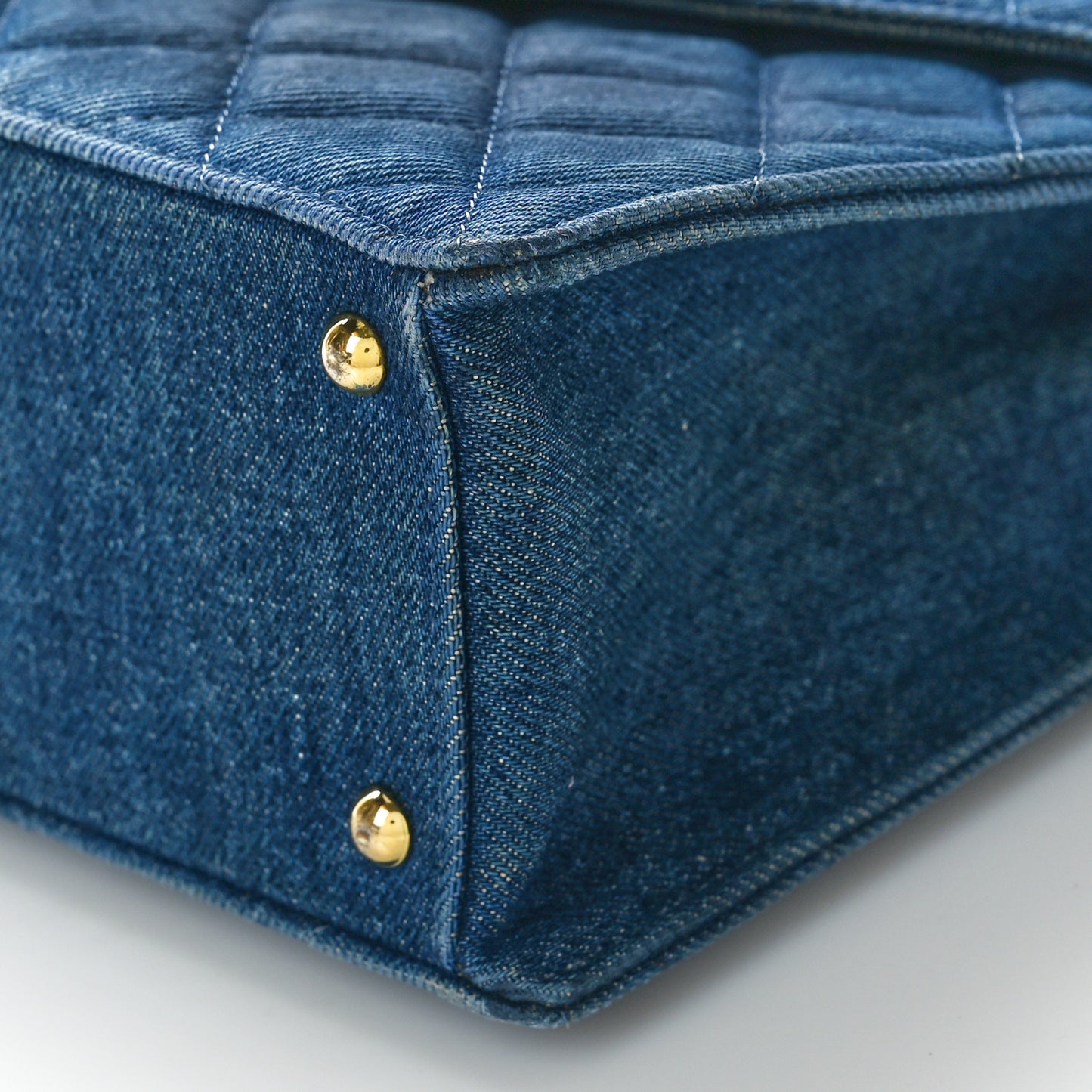 Denim Quilted Kelly Flap Bag Blue