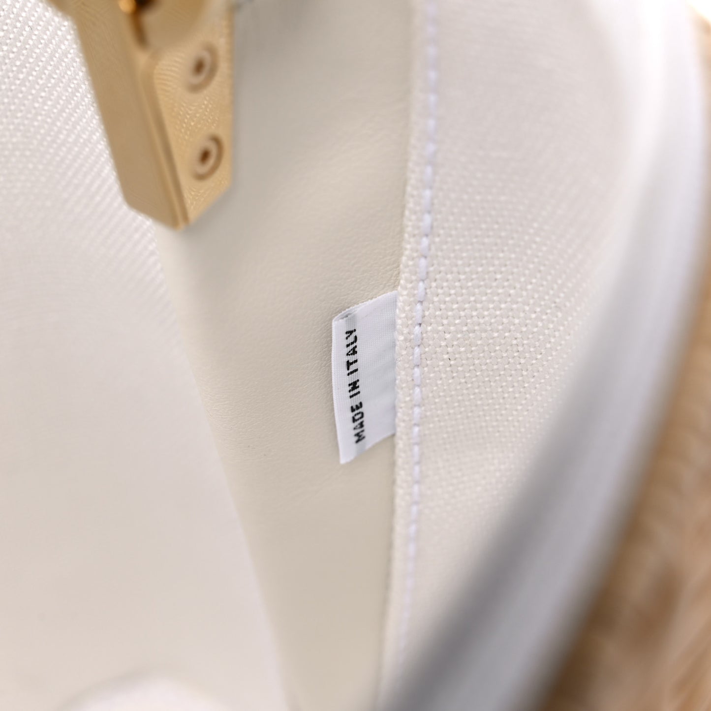 Wicker Canvas Panier Bucket Bag Naturale White