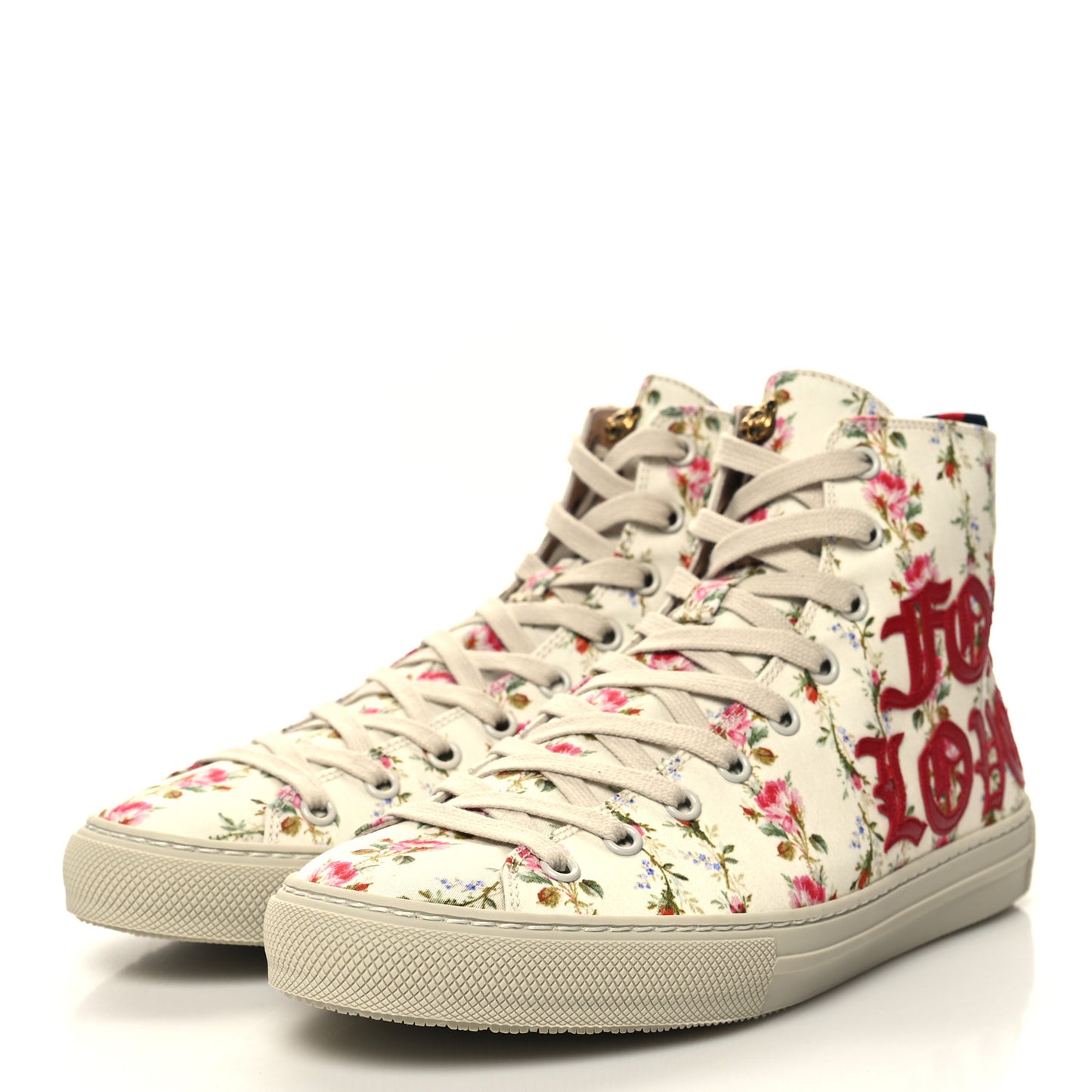 Canvas Romantic Print Major Blind For Love High Top Sneakers 37.5 Ivory
