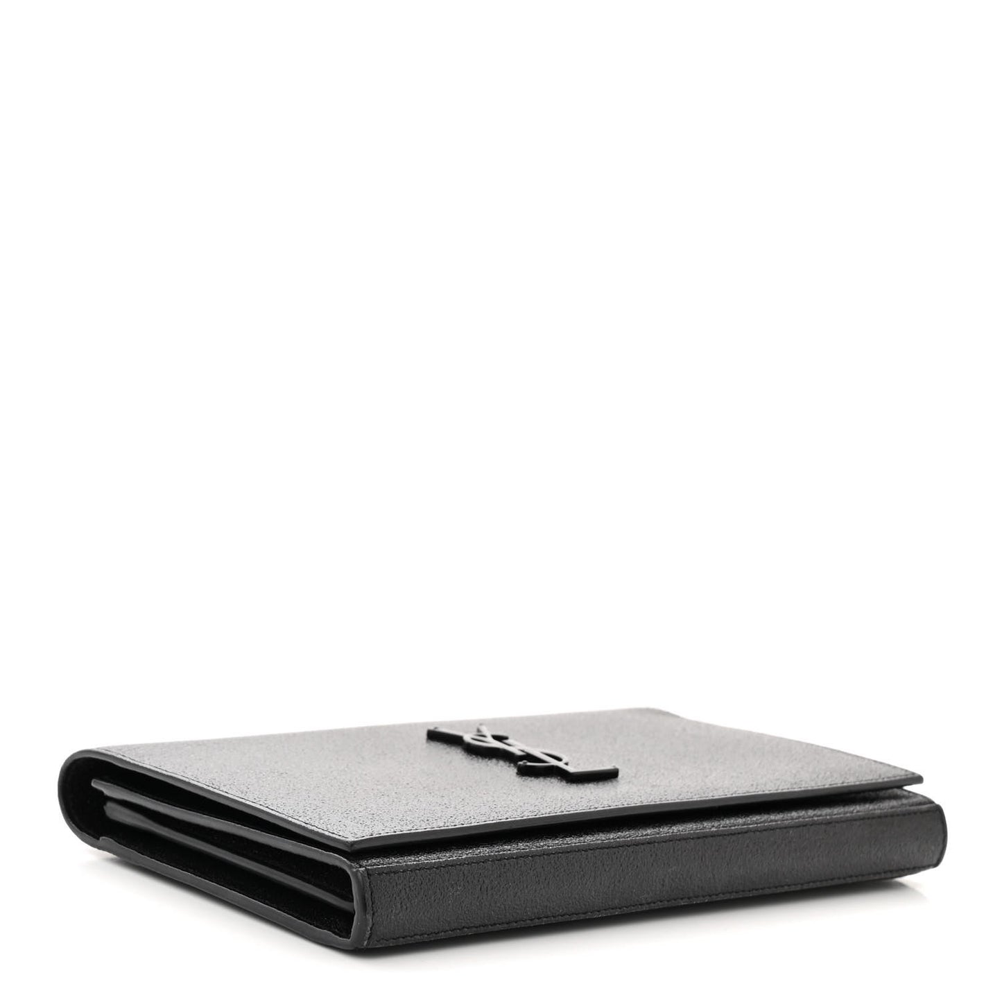 Grained Metallic Calfskin Monogram Chain Wallet Black