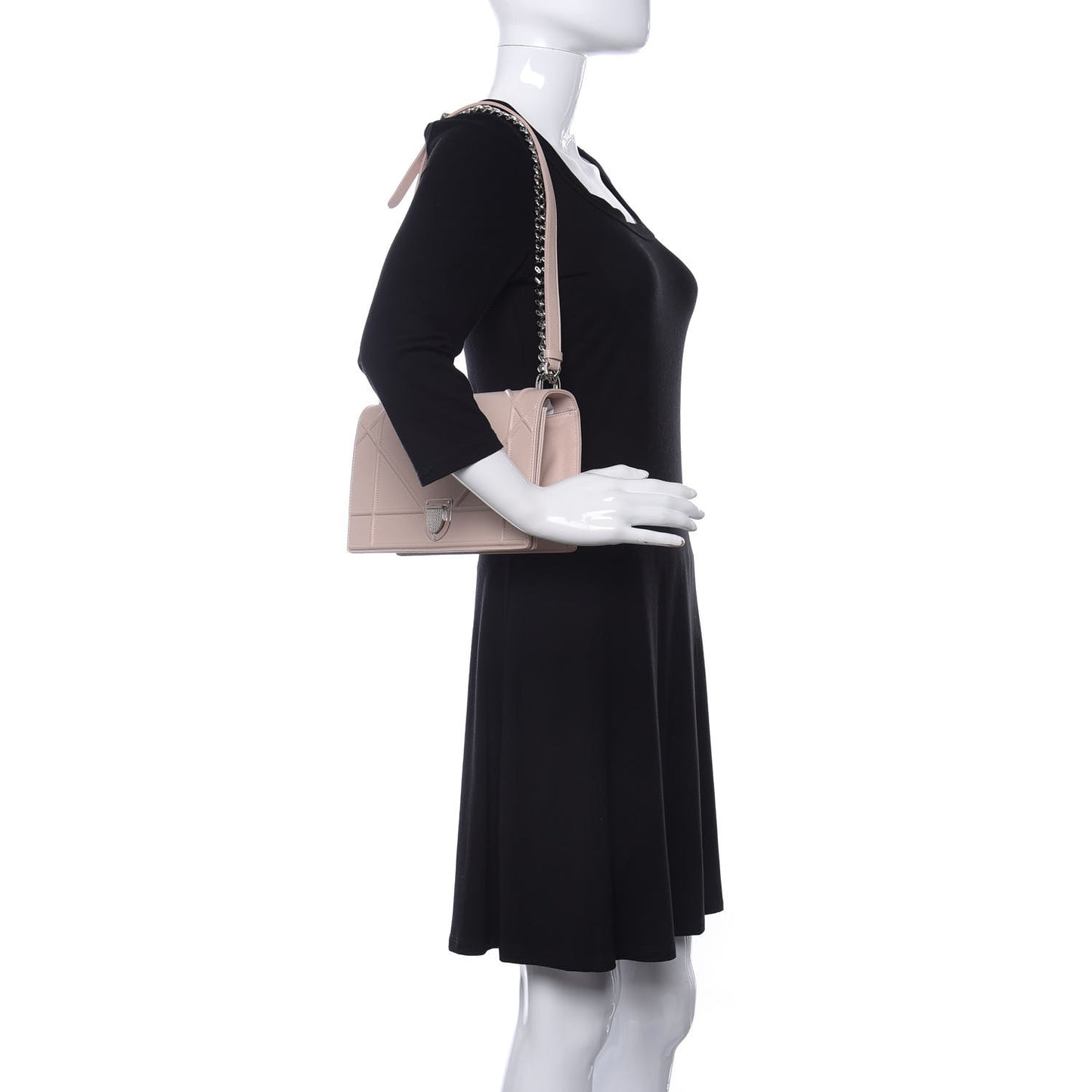 Grained Calfskin Cannage Medium Diorama Flap Bag Rose Poudre