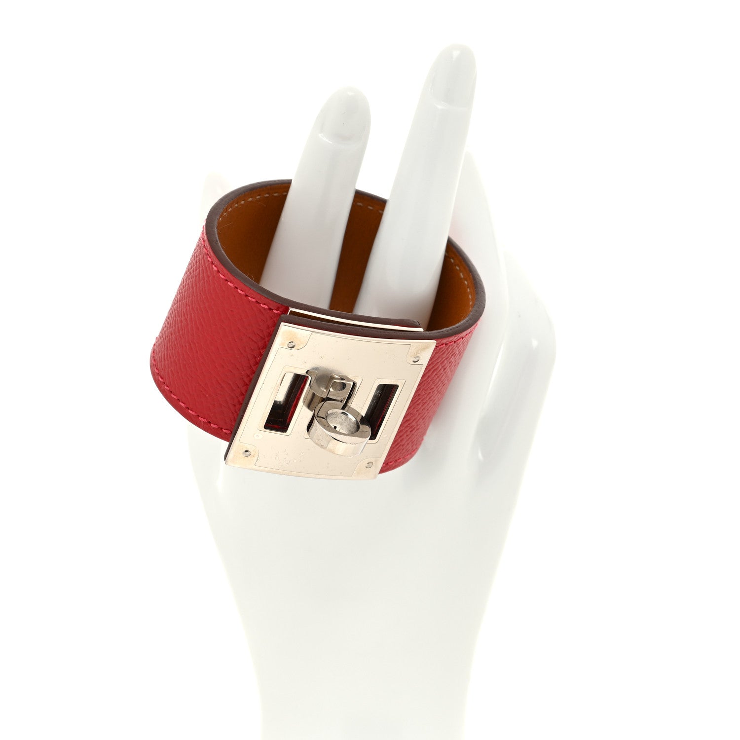 Hermes Epsom Kelly Dog Bracelet Rouge Casaque 2 of 6
