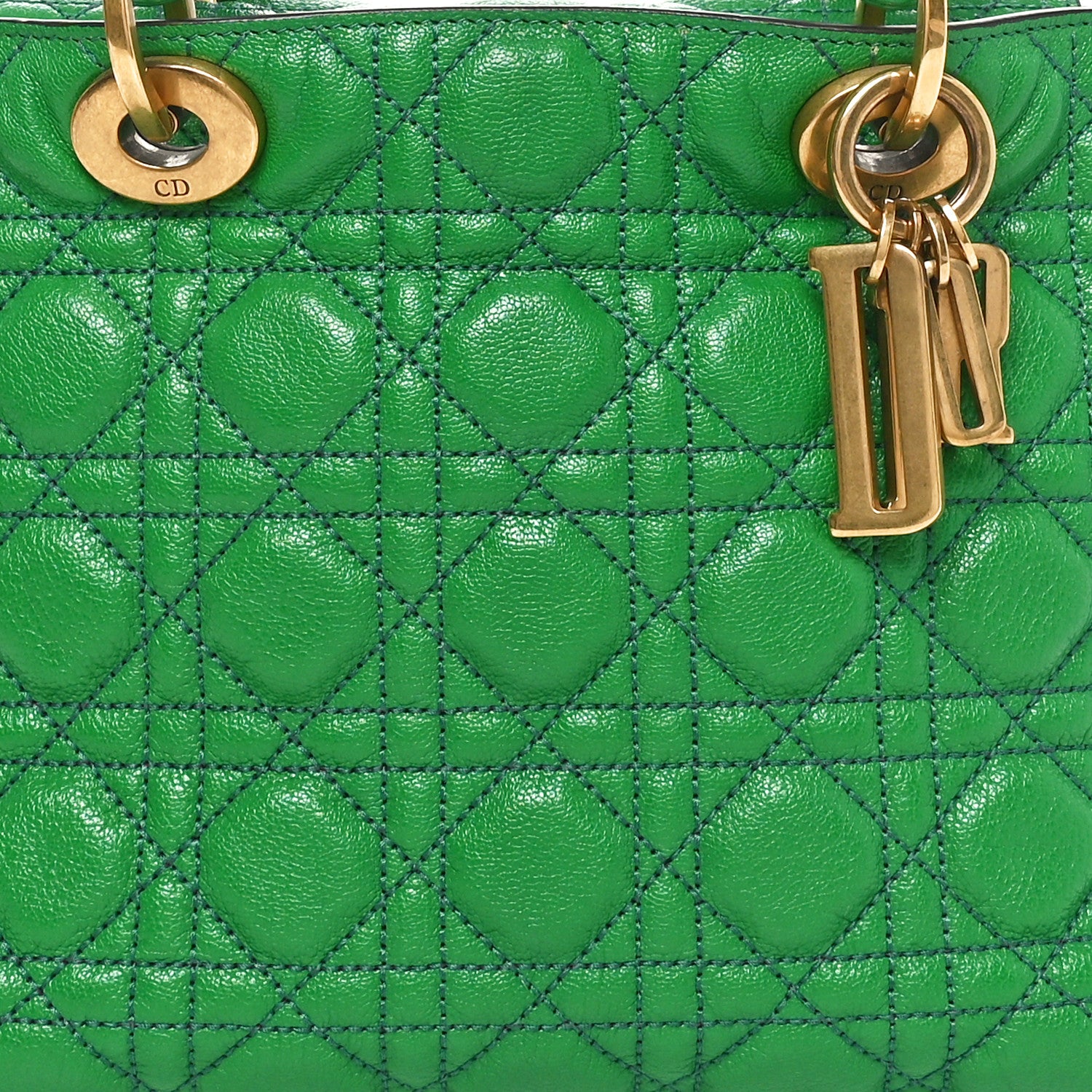 Christian Dior Grained Calfskin Cannage Medium Supple Lady Dior Green 8 of 10