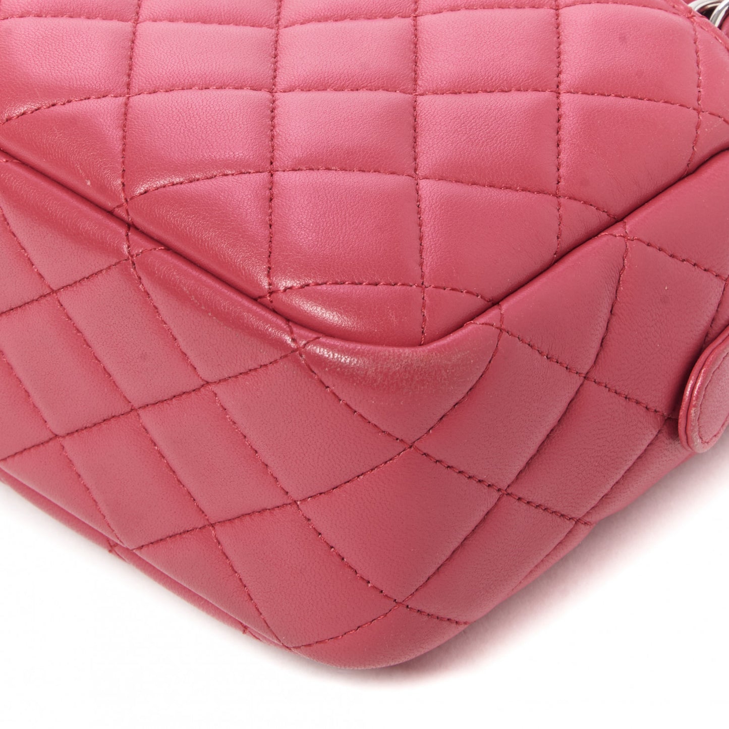 Lambskin Quilted Camera Case Pink