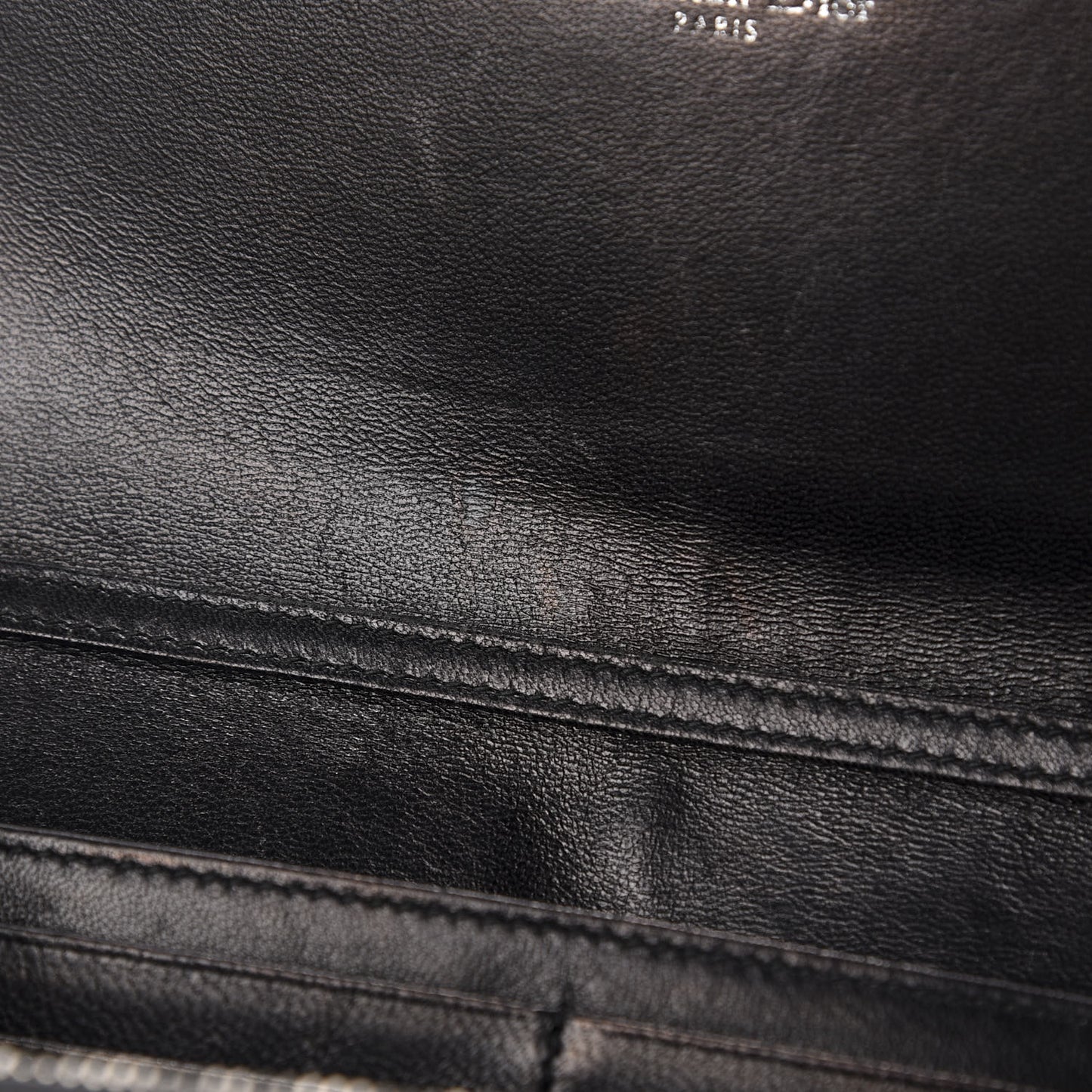 Grained Calfskin Diorama Croisiere Chain Wallet Black